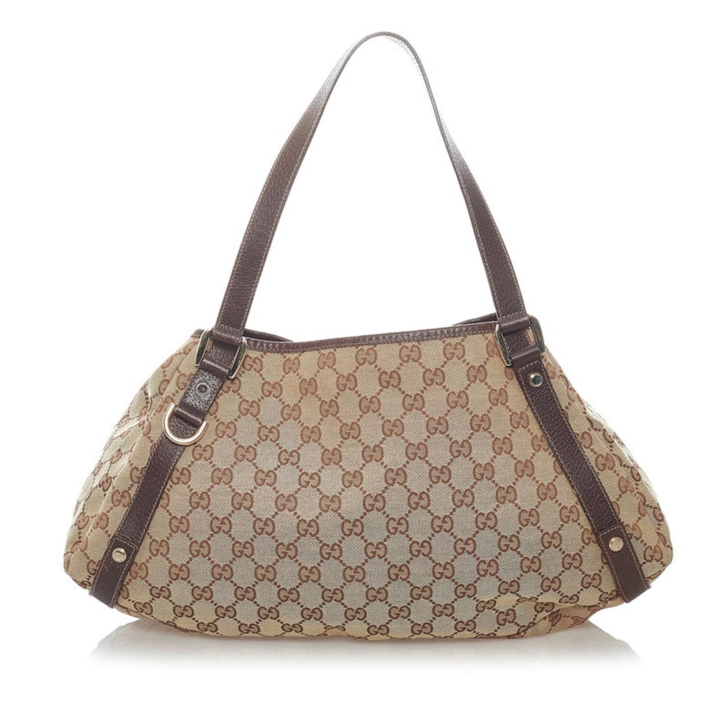 Gucci GG Canvas Handbag 130736 Beige Leather Ladies GUCCI