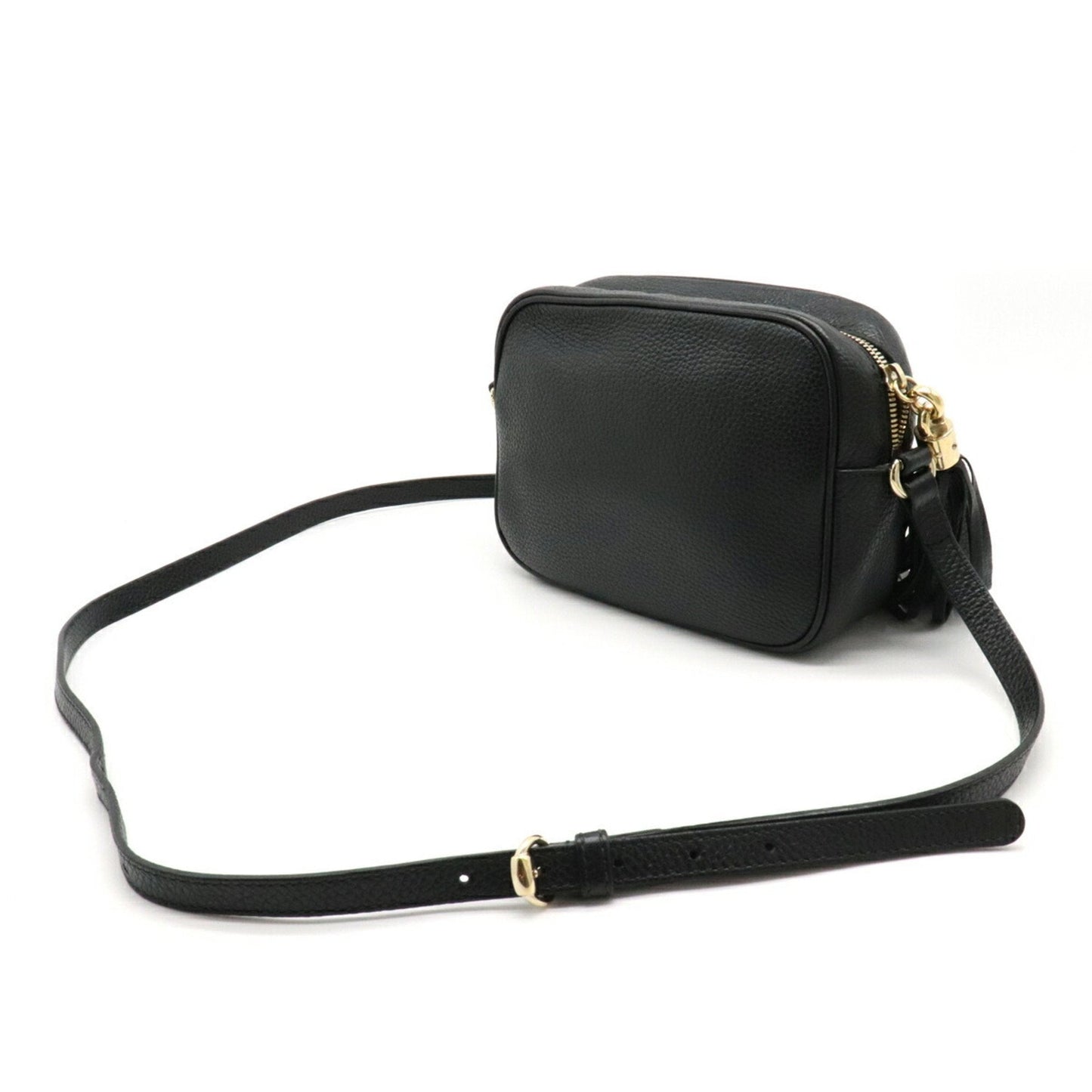 Gucci Soho Small Disco Tassel Shoulder Bag Pochette Leather Black 308364