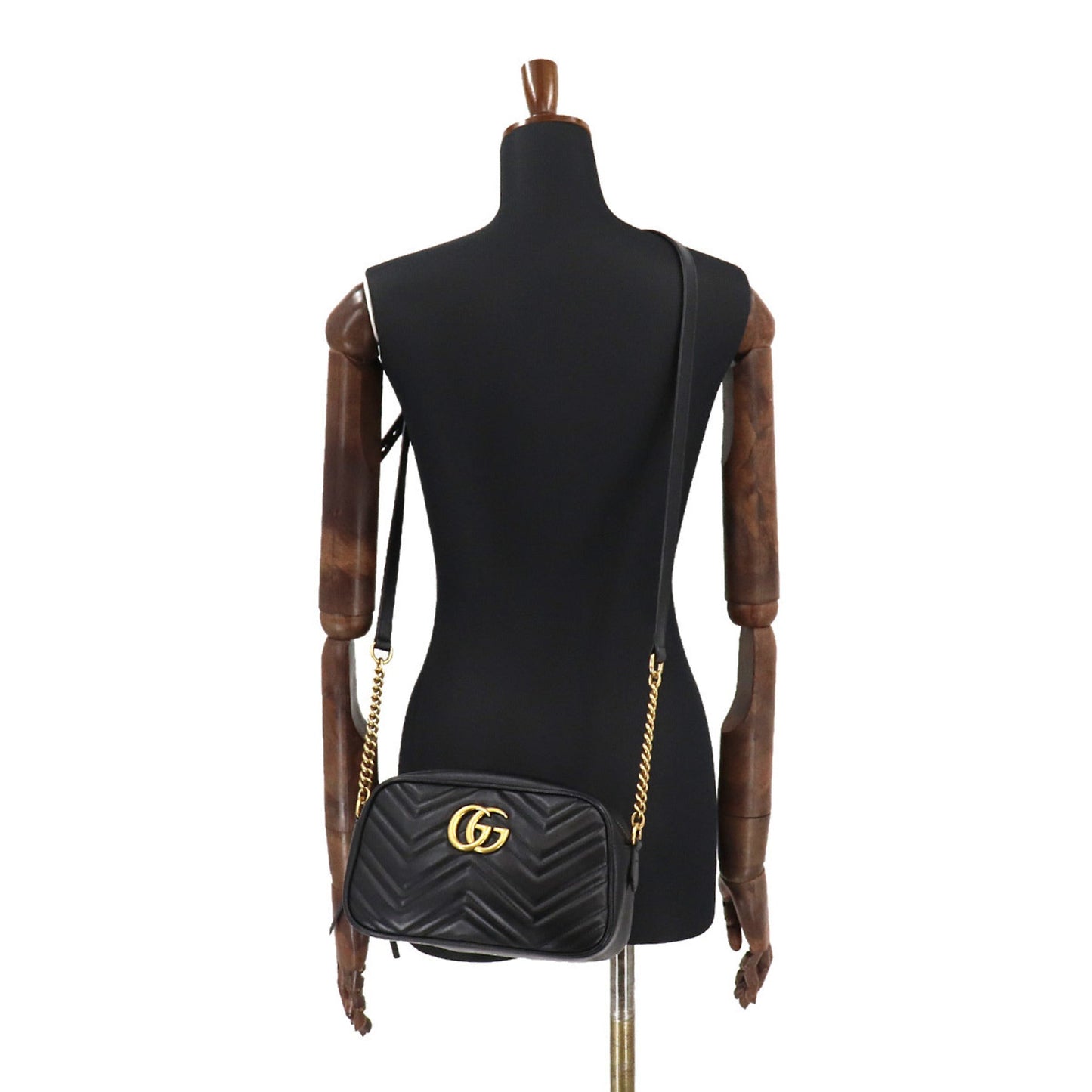 Gucci GG Marmont Quilted Small Chain Shoulder Bag Leather Black 447632