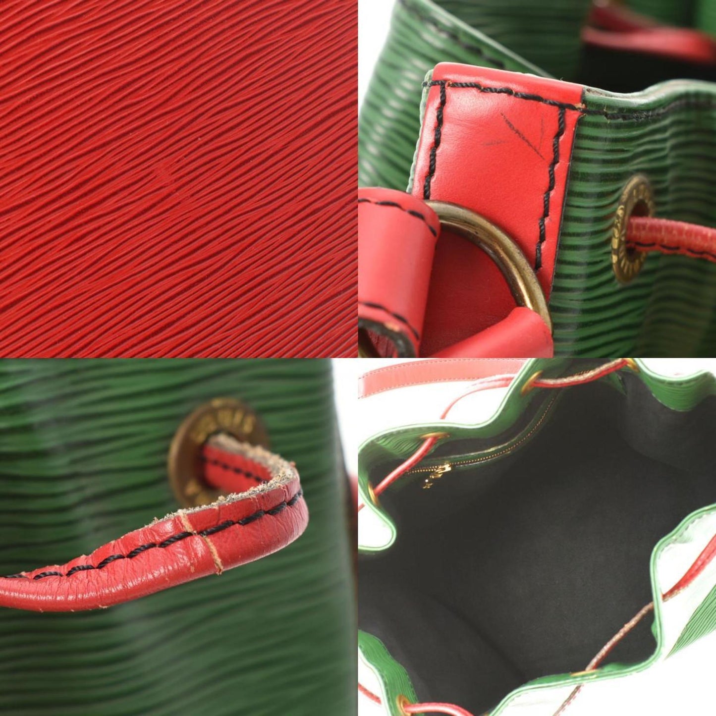 LOUIS VUITTON Epi Petit Noe Bicolor Green / Red M44147 Women's Leather Shoulder Bag