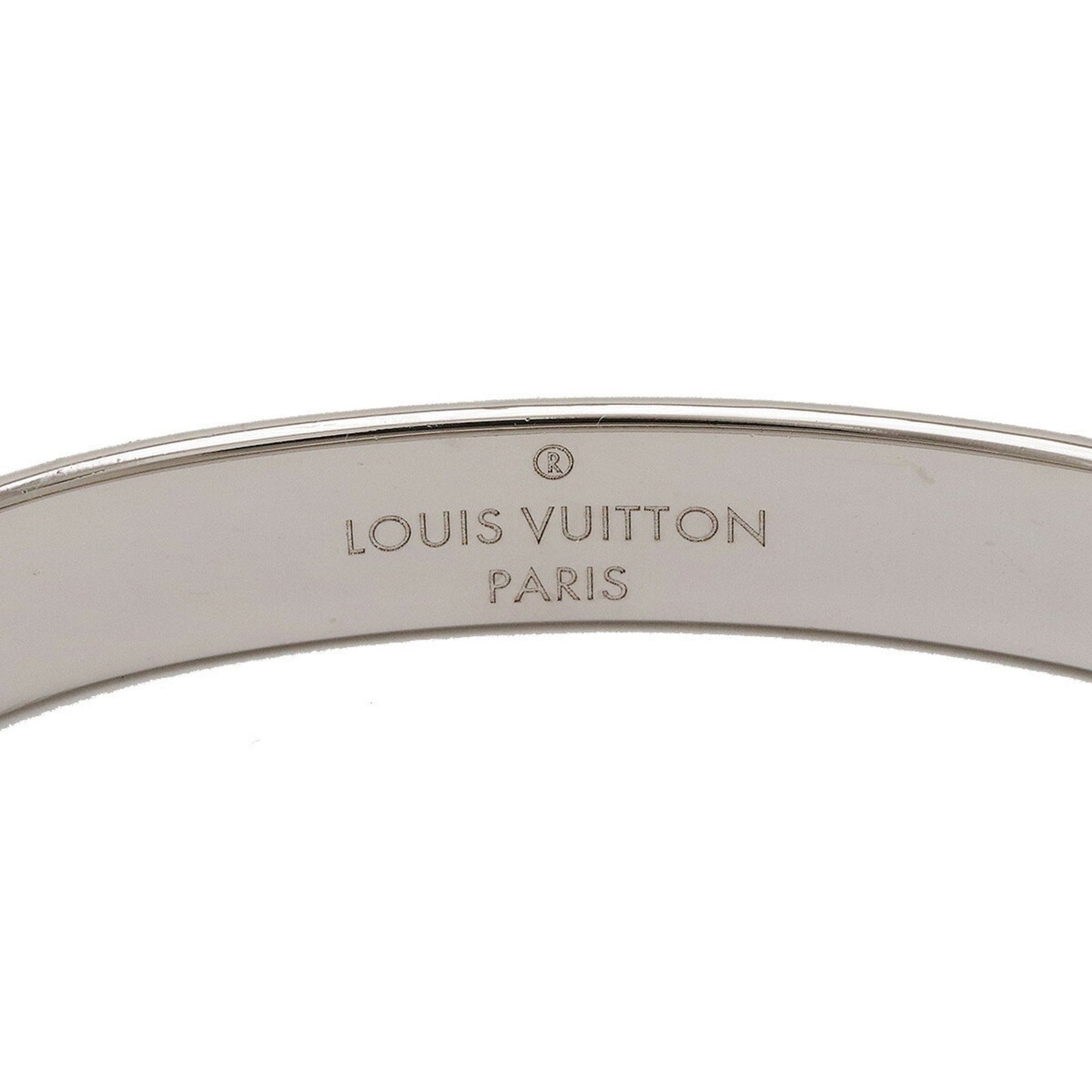 LOUIS VUITTON Cuff Nanogram Bangle Bracelet #S S Size Metal Silver Color M00249