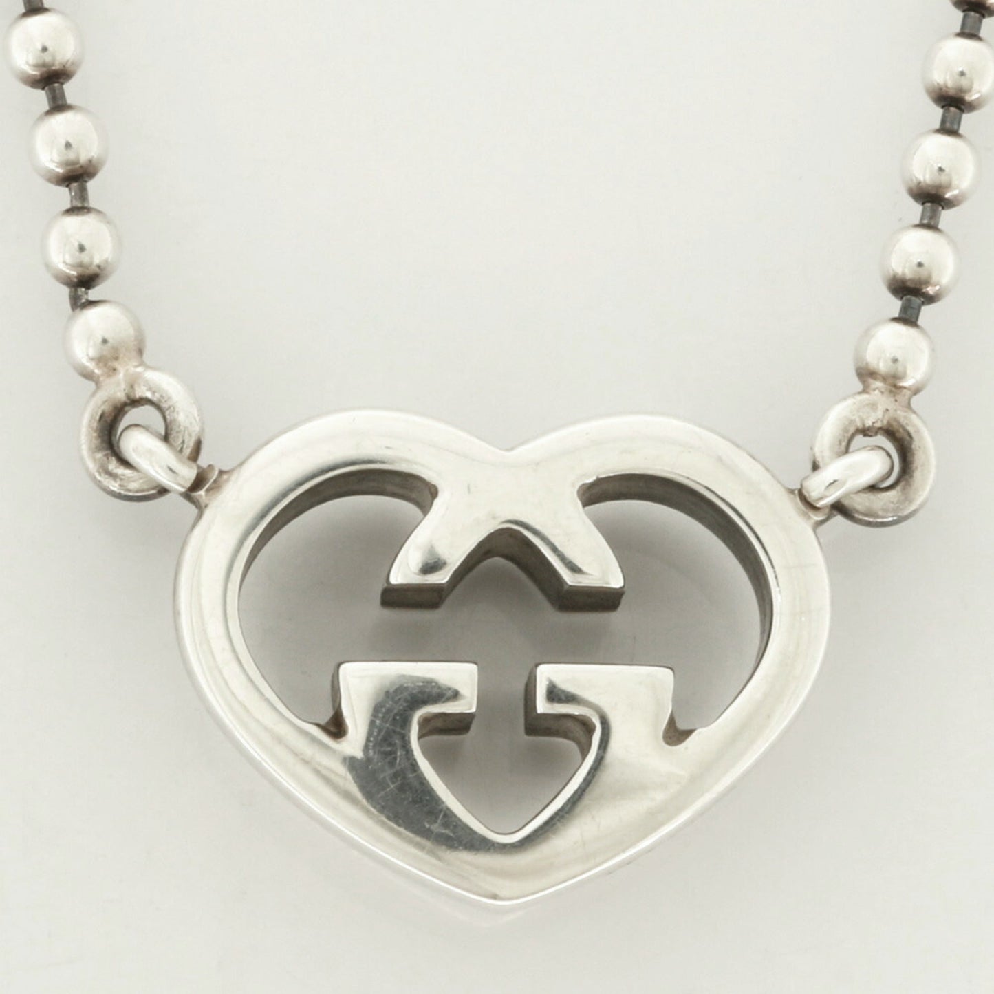 Gucci SV925 Necklace Heart GG Interlocking G Silver Ladies 925
