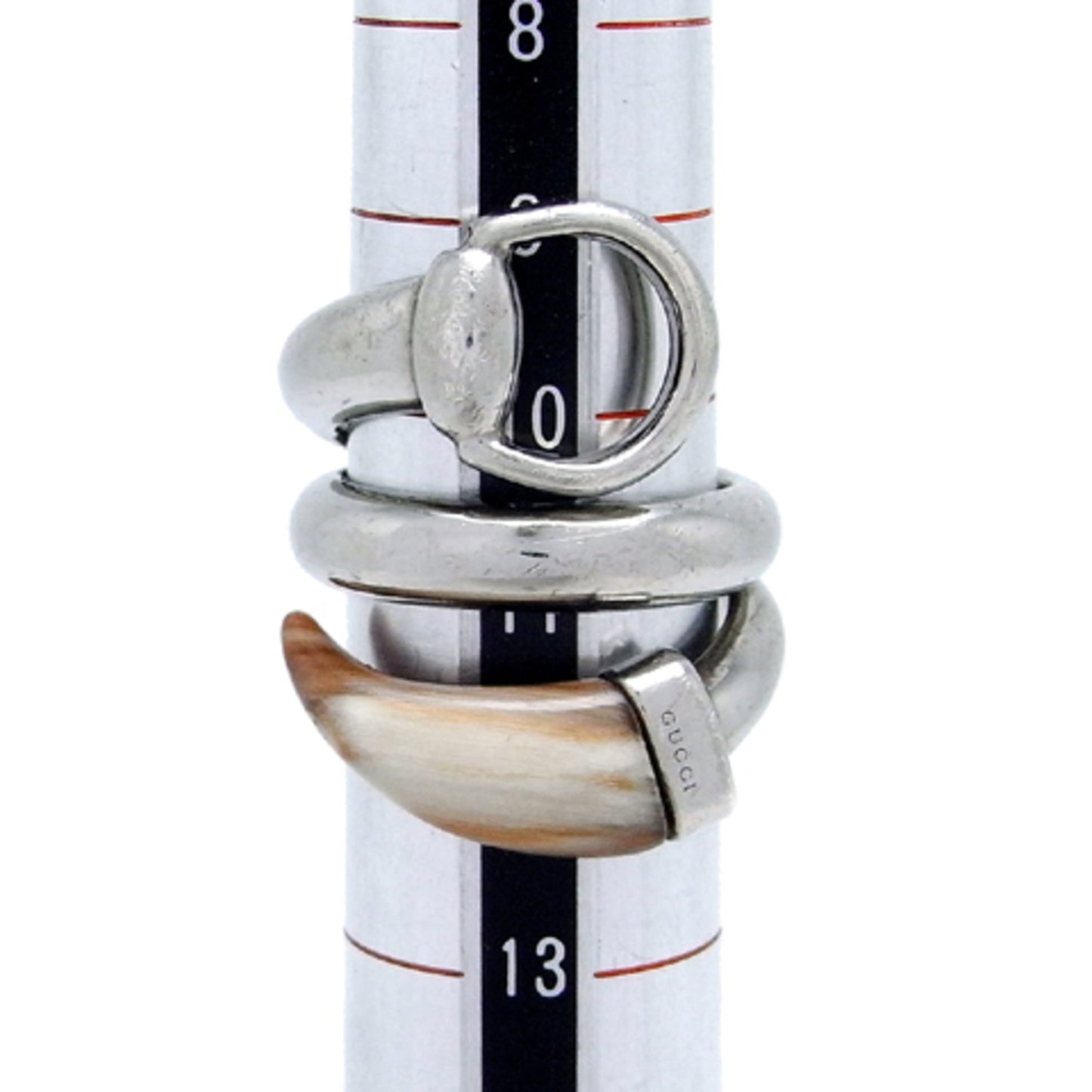 Gucci Horsebit Horn Lady's Ring Silver 925