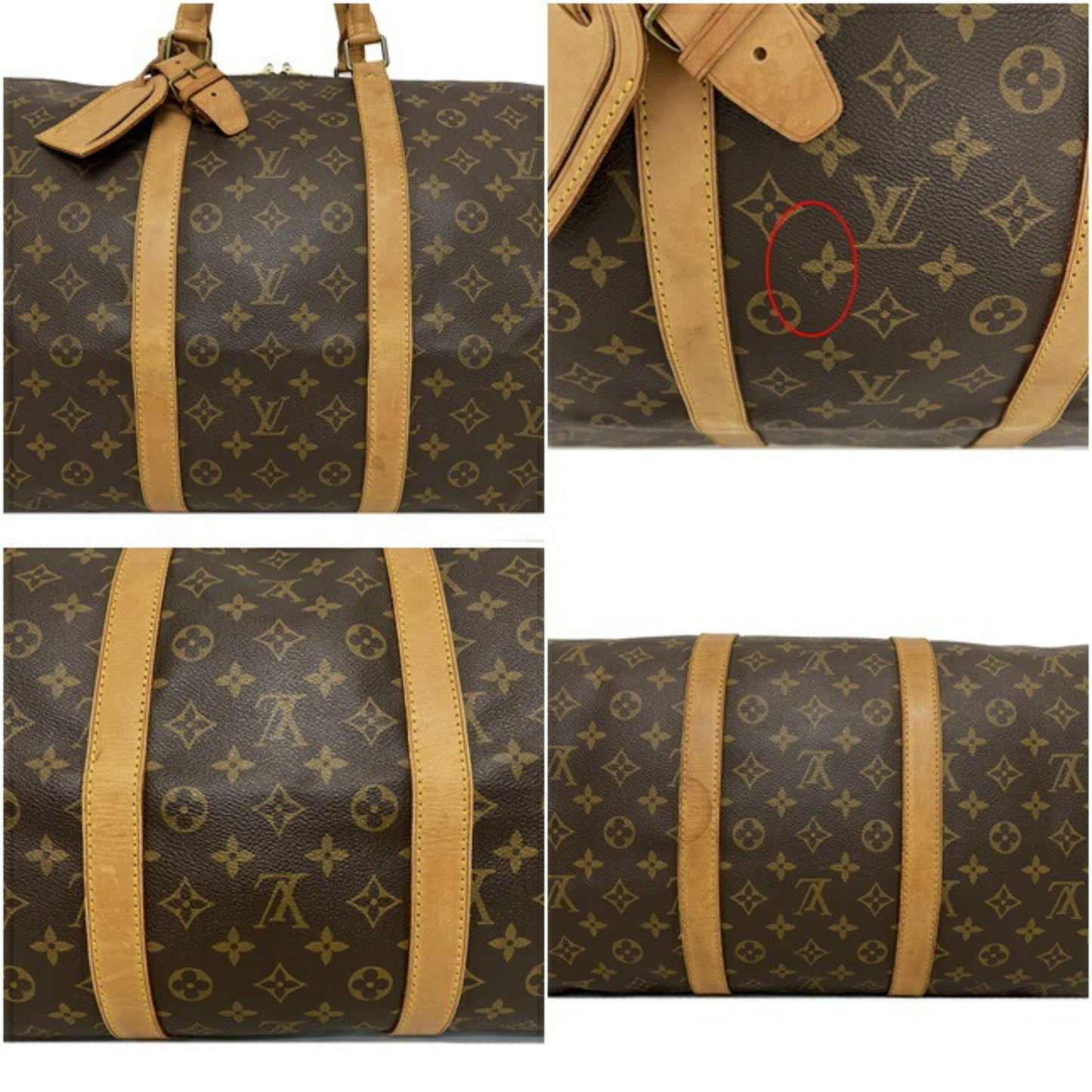 Louis Vuitton Boston Bag Keepol 55 Brown Beige Monogram M41424 Nume MI0951 LOUIS VUITTON Handbag Unisex Louis Vuitton