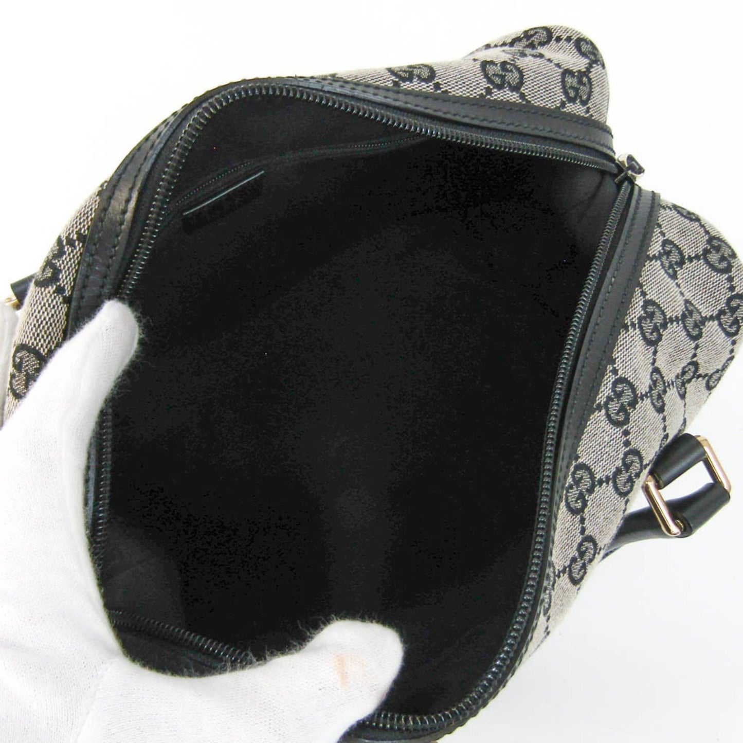 Gucci GG Canvas 272375 Women's Leather,Canvas HandBag Black,Gray