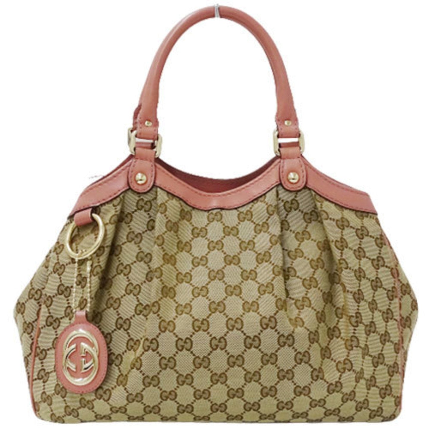 Gucci Bag Ladies Tote HandBag GG Canvas Suki 211944 Beige Brown Pink