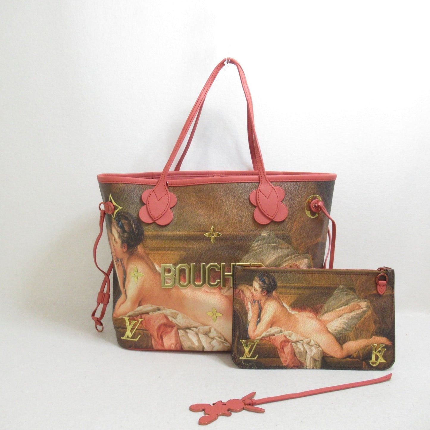 LOUIS VUITTON Boucher Neverfull MM Tote Bag Pink Masters collection PVC coated canvas