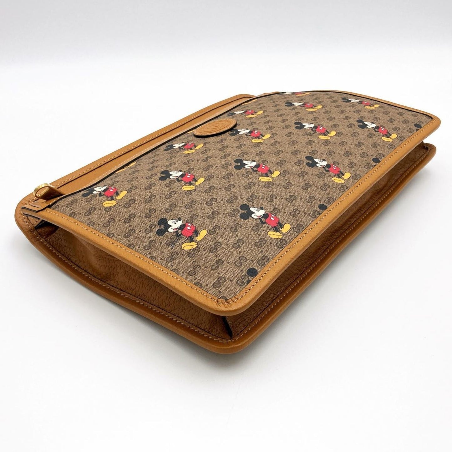 GUCCI Mickey Disney Clutch Bag Second Pouch Micro GG Brown PVC Women's 602552