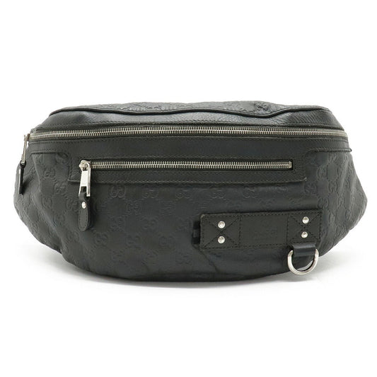 Gucci Shima Body Bag Hip Waist Pouch Rubber Coated Leather Gray 246409