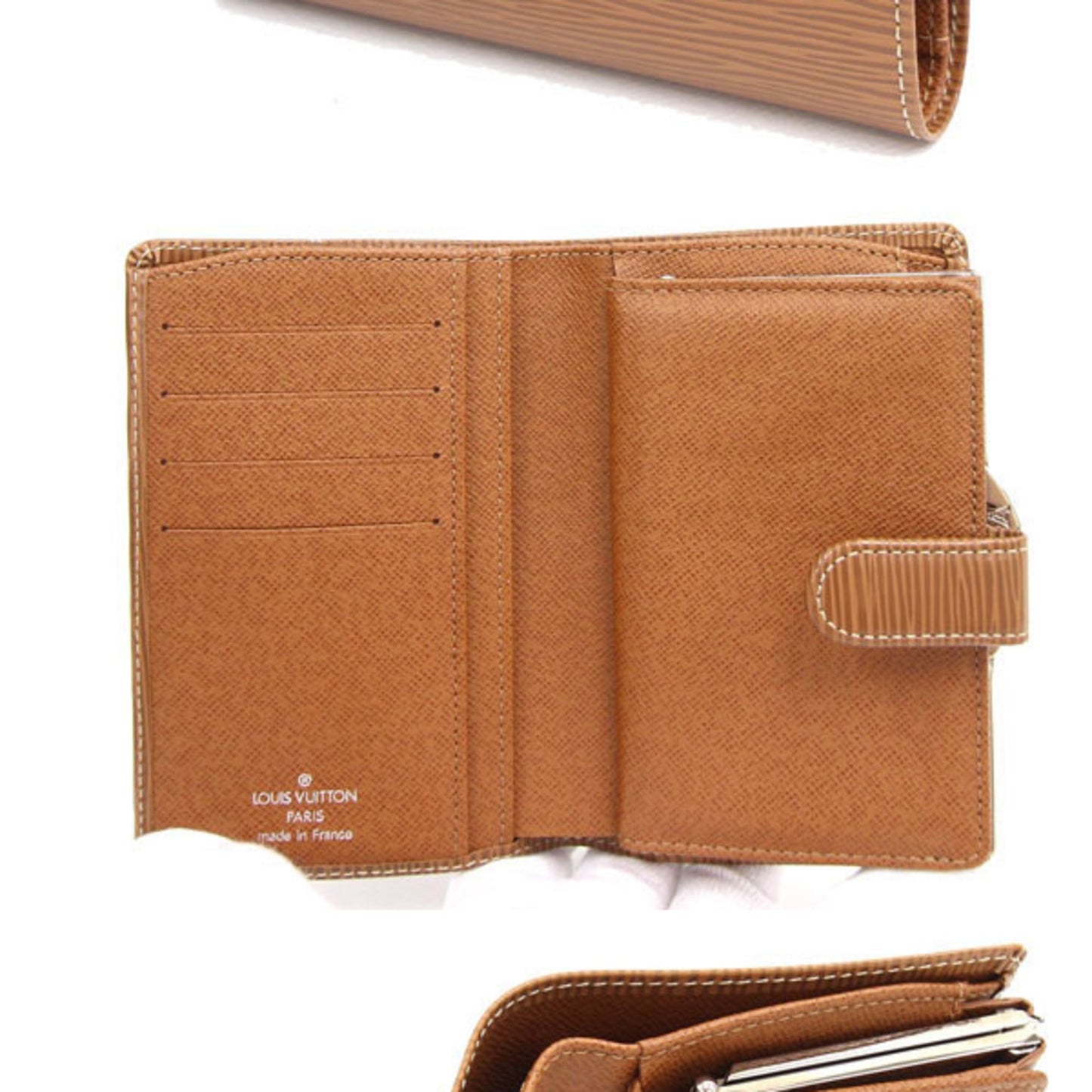 Louis Vuitton Bifold Clasp Wallet Epi Porto Monet Viennois M63271 Cannel Women's LOUIS VUITTON