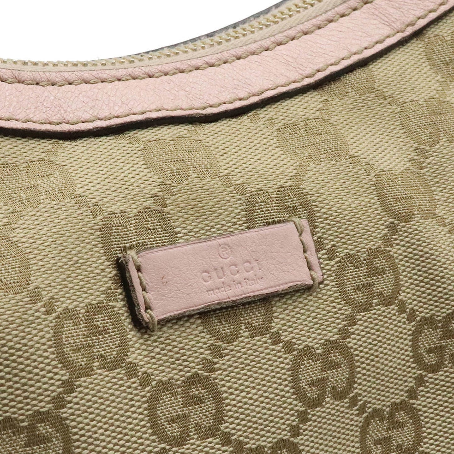 Gucci GG canvas shoulder bag leather beige pink light blue 181092