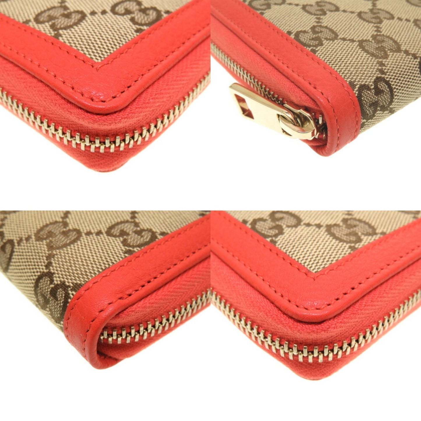 Gucci GG Canvas Beige Orange 388637 Round Long Wallet