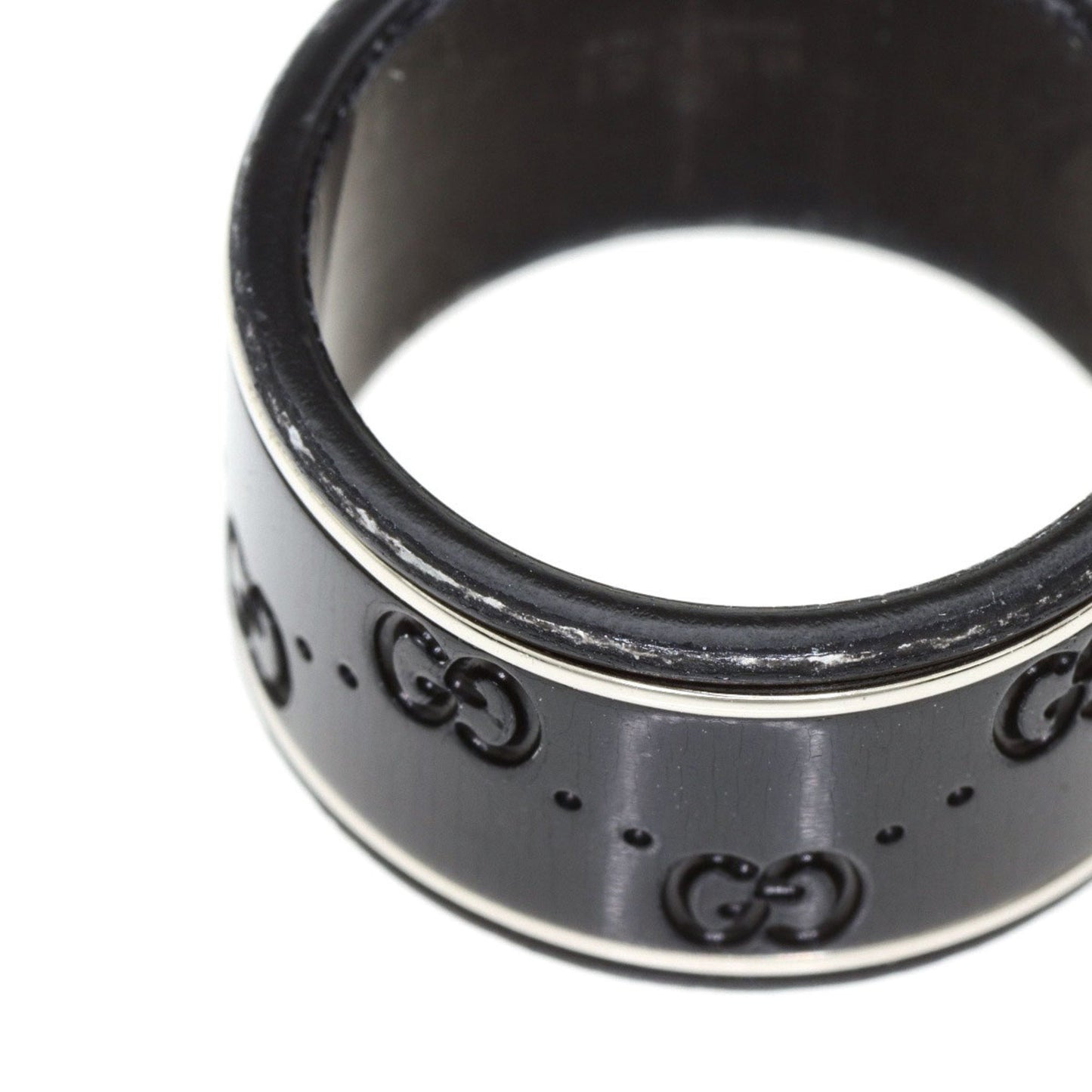 Gucci Icon Wide Black Corundum #12 Ring K18 White Gold Ladies GUCCI
