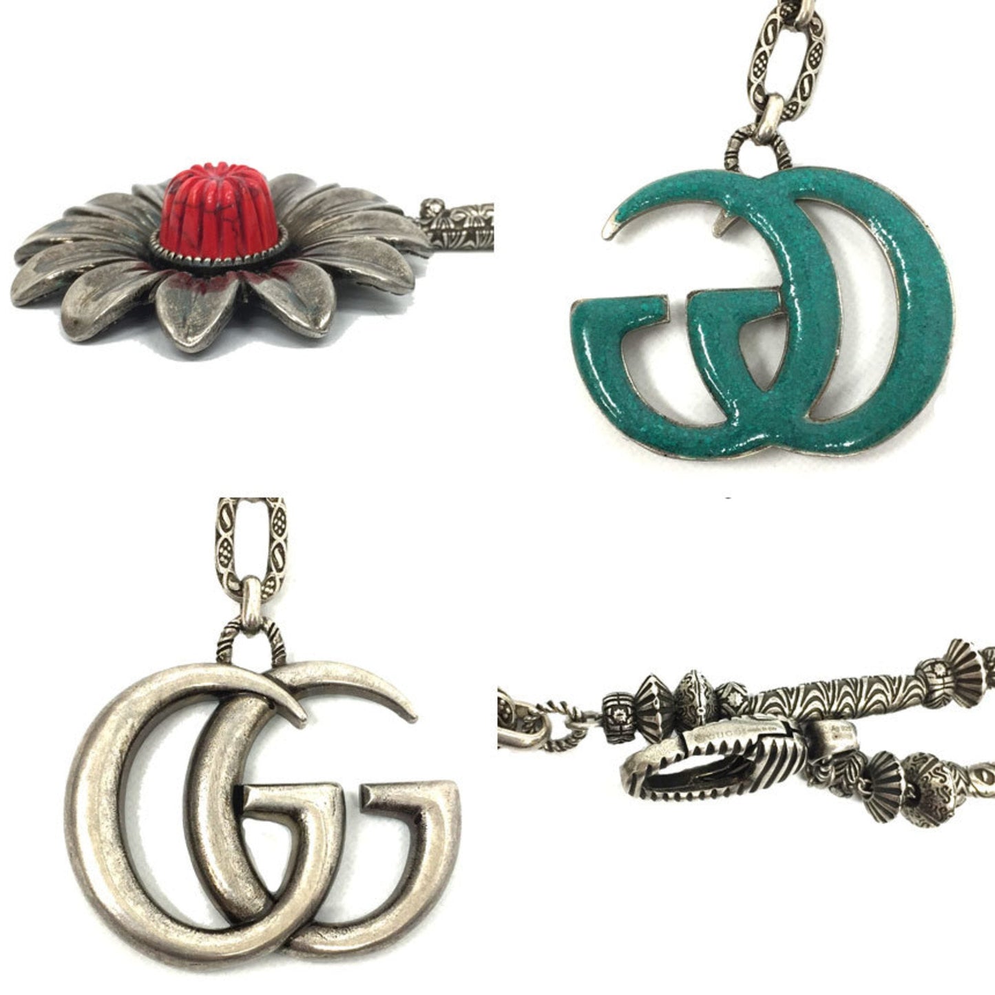 Gucci Flower Necklace Indian Turquoise Silver Ladies