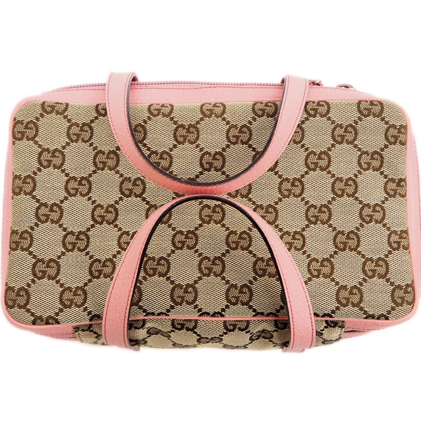 Gucci GG Canvas Vanity Bag Beige x Pink 124540 Ladies Handbag
