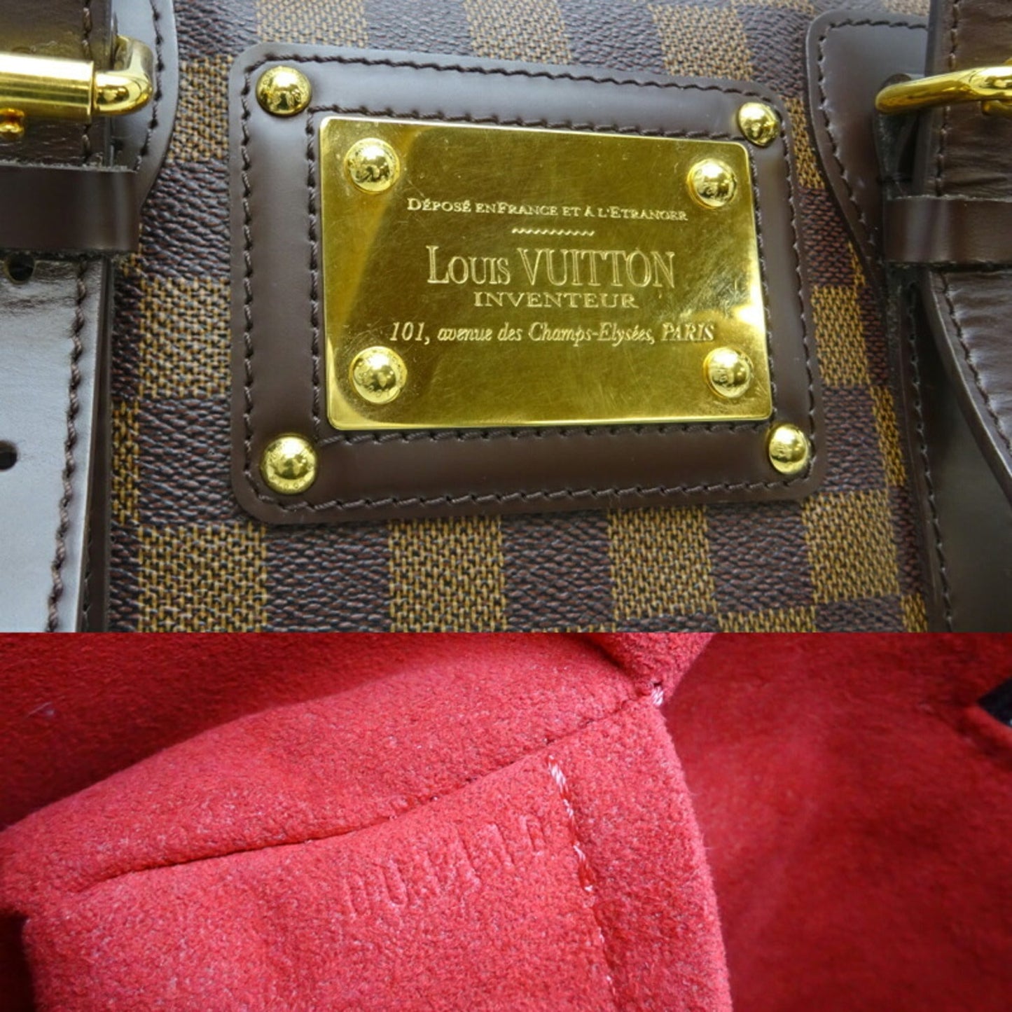 Louis Vuitton Berkeley Ladies Handbag N52000 Damier Ebene (Brown)