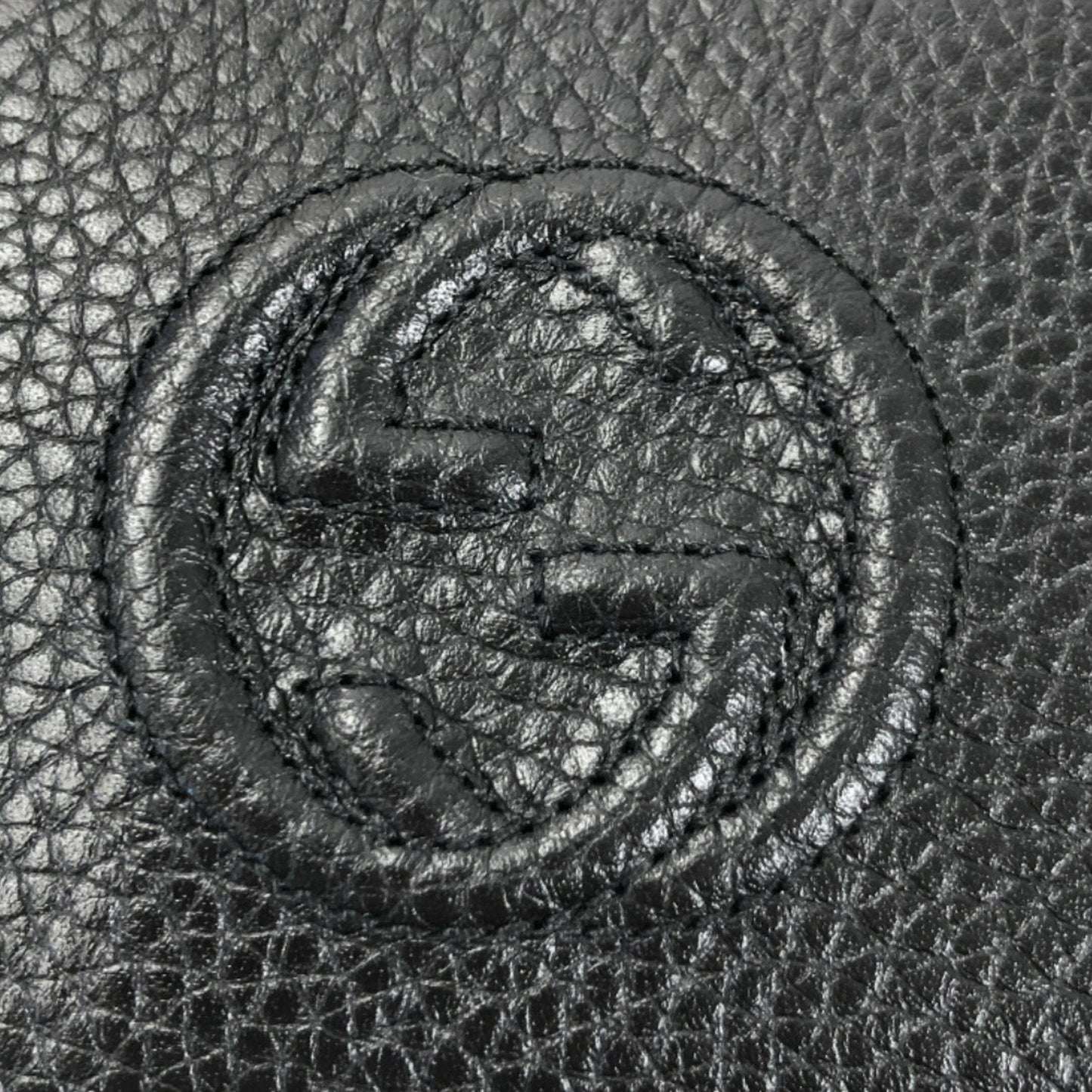 Gucci Coin Case Interlocking G Soho Round 598209 Leather Black Ladies Gucci