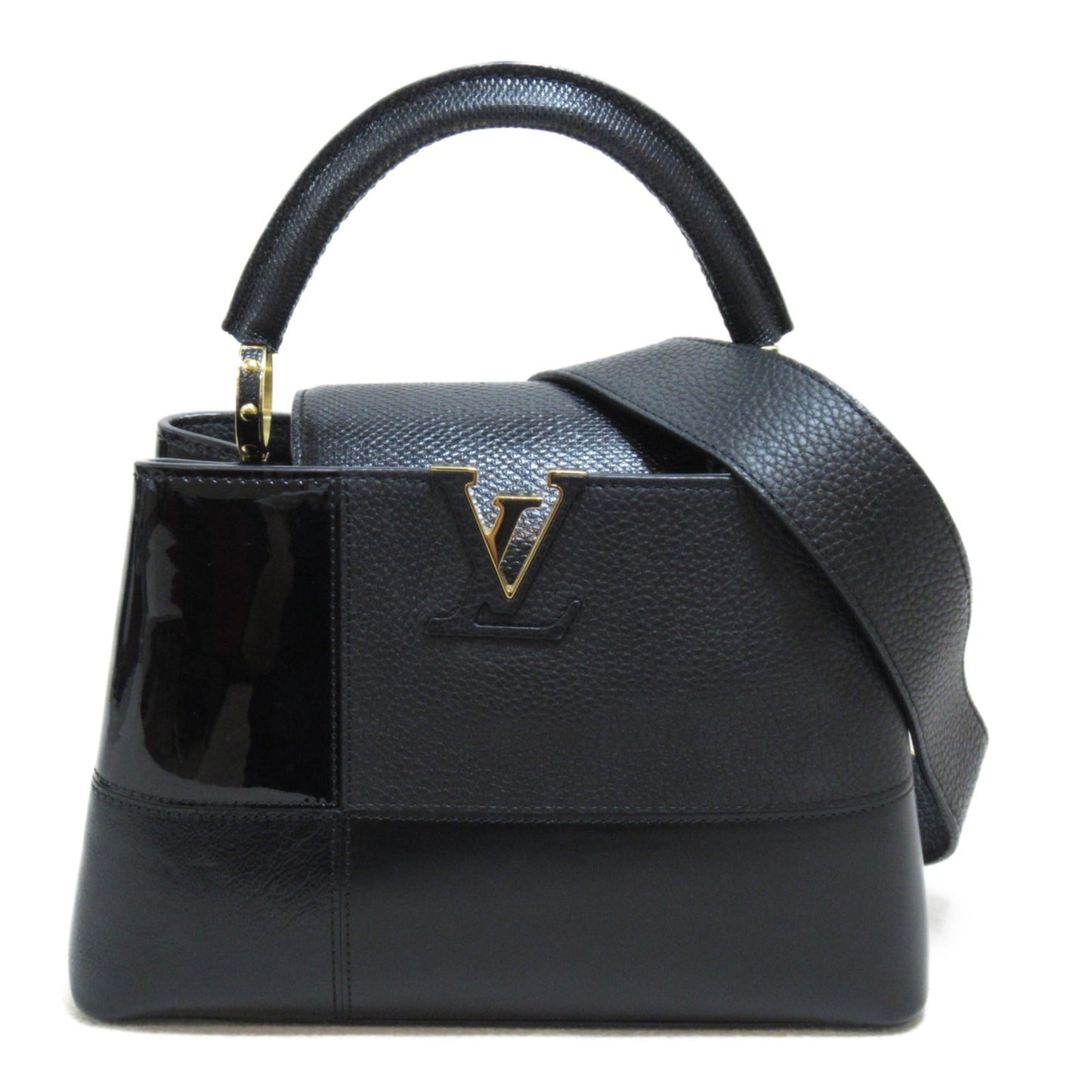 LOUIS VUITTON CapucineBB2way Shoulder Bag Black enamel Taurillon Clemence leather/snake M59269