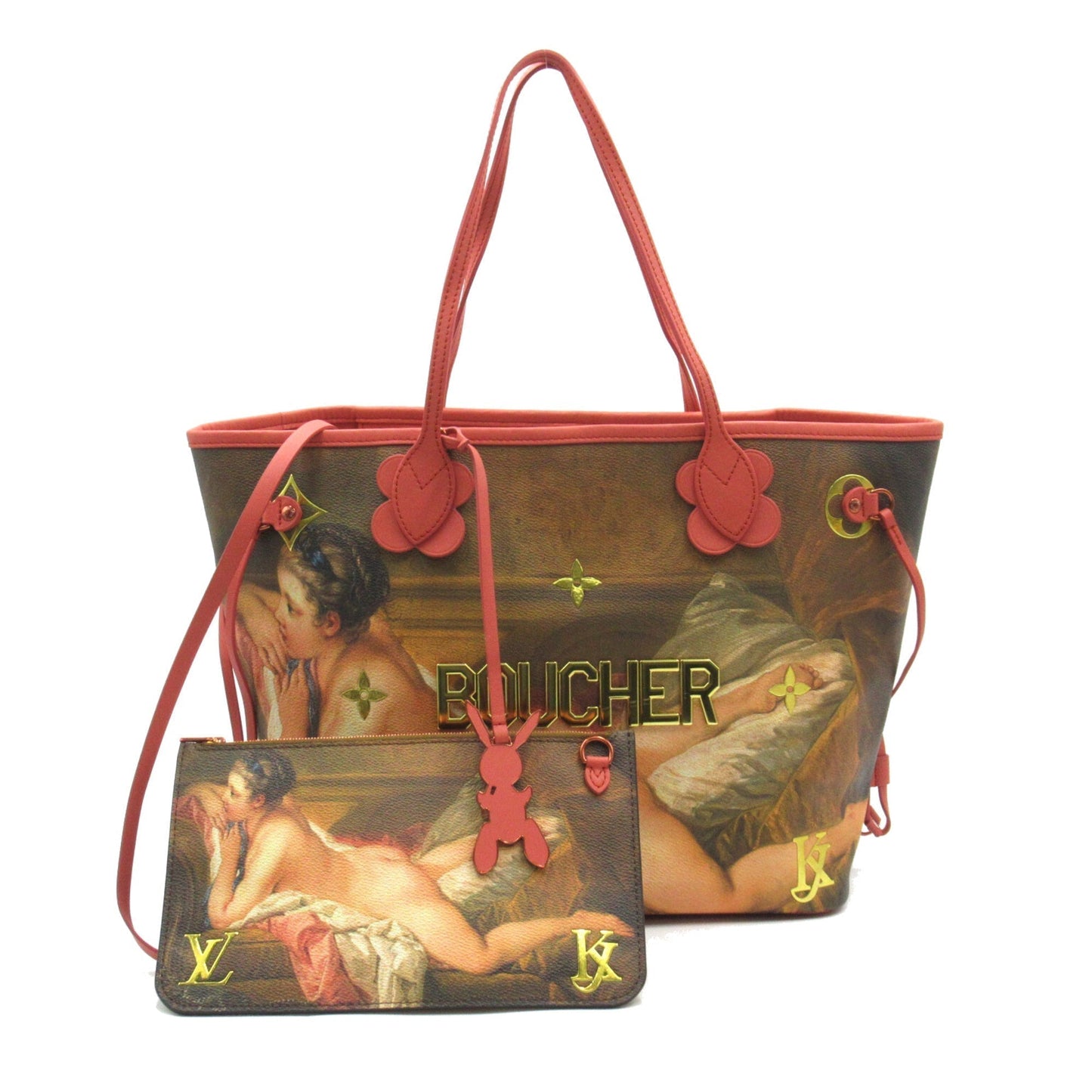 LOUIS VUITTON BOUCHER Neverfull MM Pink Beige Poppy petal Masters collection PVC coated canvas M43357