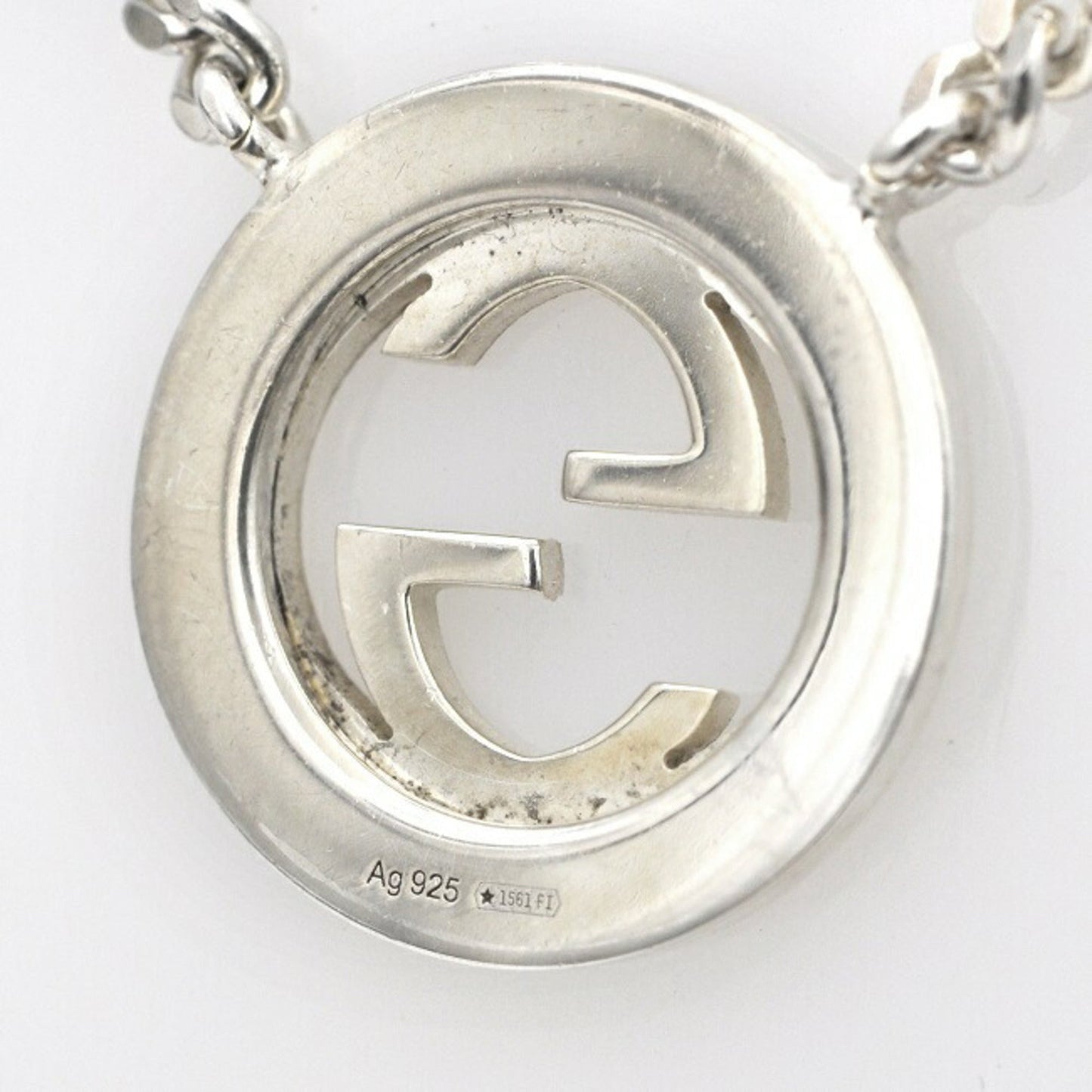 Gucci Necklace Silver Interlocking 246490 J8400 8106 GG Ag 925 GUCCI Engraved Jewelry Men's Women's Unisex Pendant