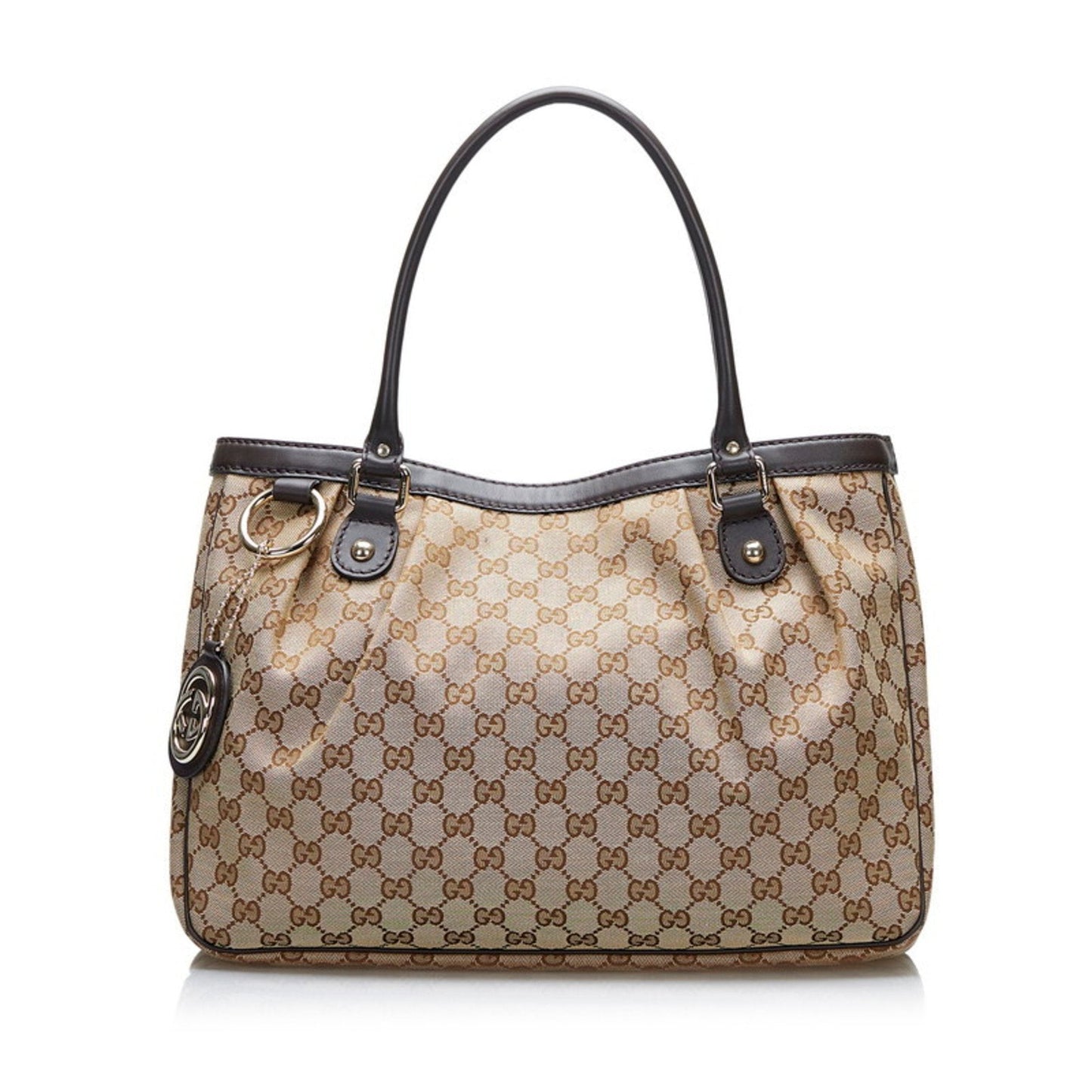 Gucci GG Canvas Suki Tote Bag Shoulder 296835 Beige Brown Leather Ladies Gucci