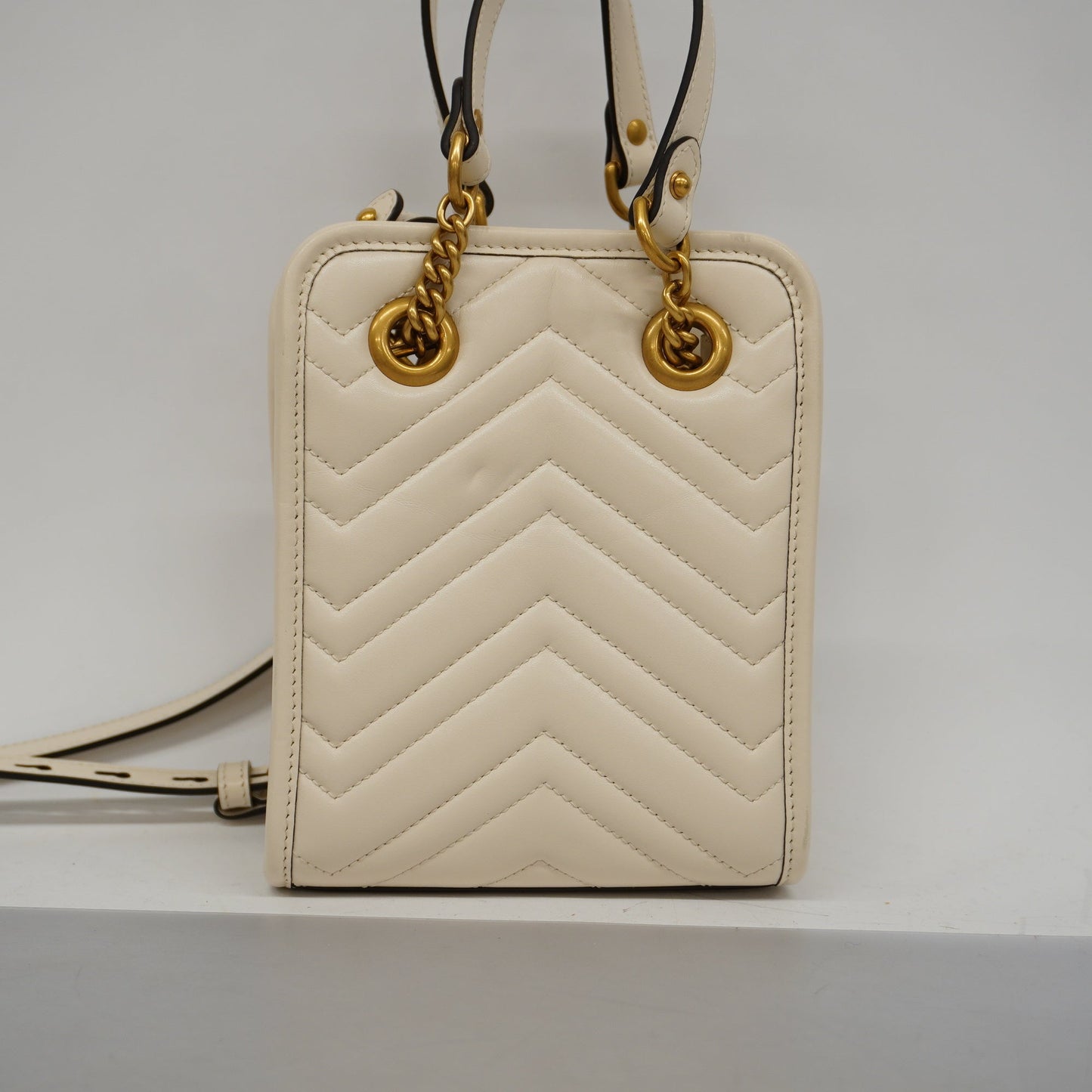 GUCCIAuth  GG Marmont 2WAY Bag 696123 Women's Leather Handbag,Shoulder Bag Ivory
