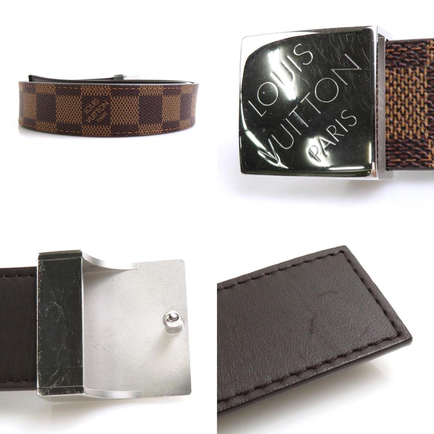 LOUIS VUITTON Belt Damier Centure Carre Canvas Ebene Unisex M6803