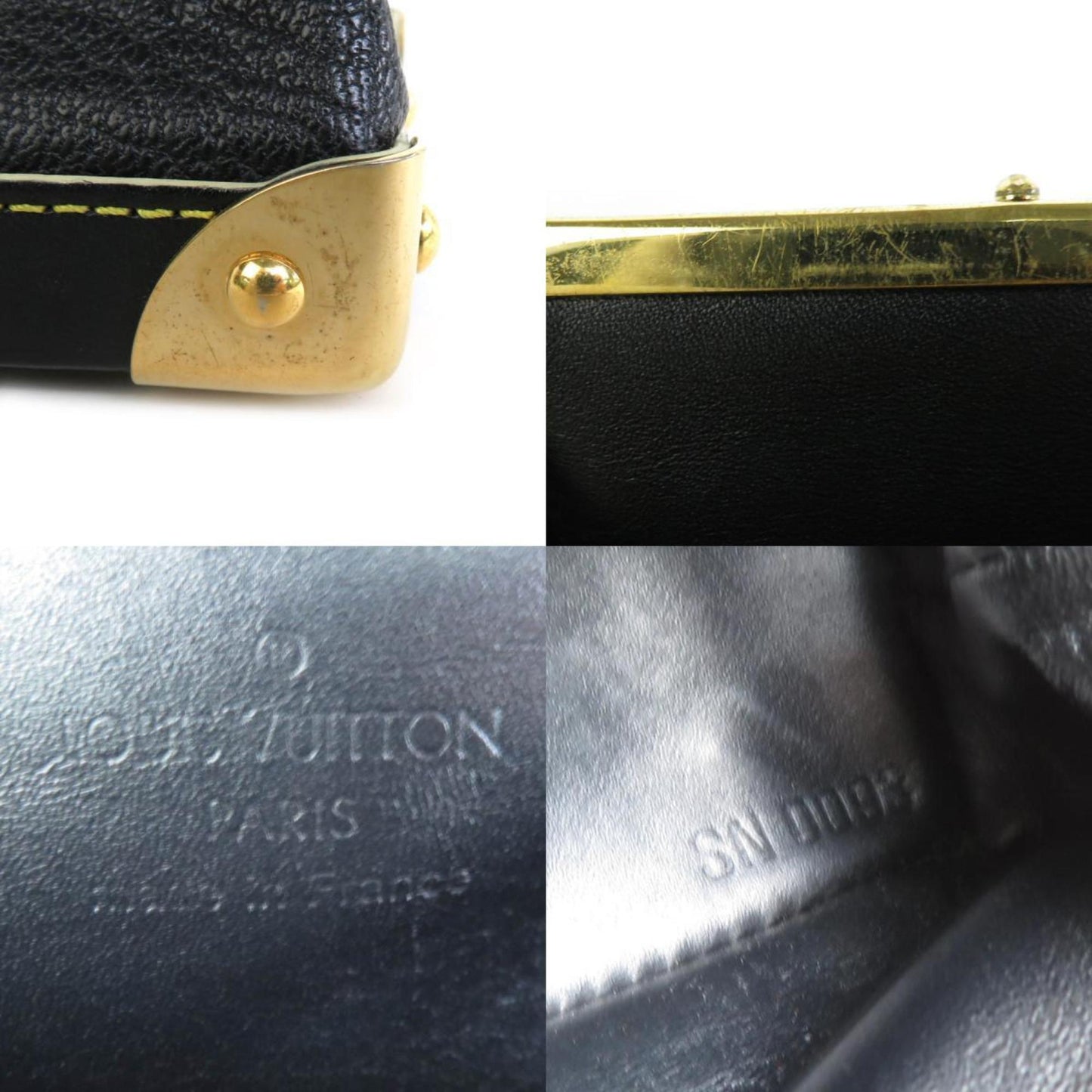LOUIS VUITTON Coin Case Suhari Portomonet Vienois Leather Black Gold Unisex M91834 e55861f