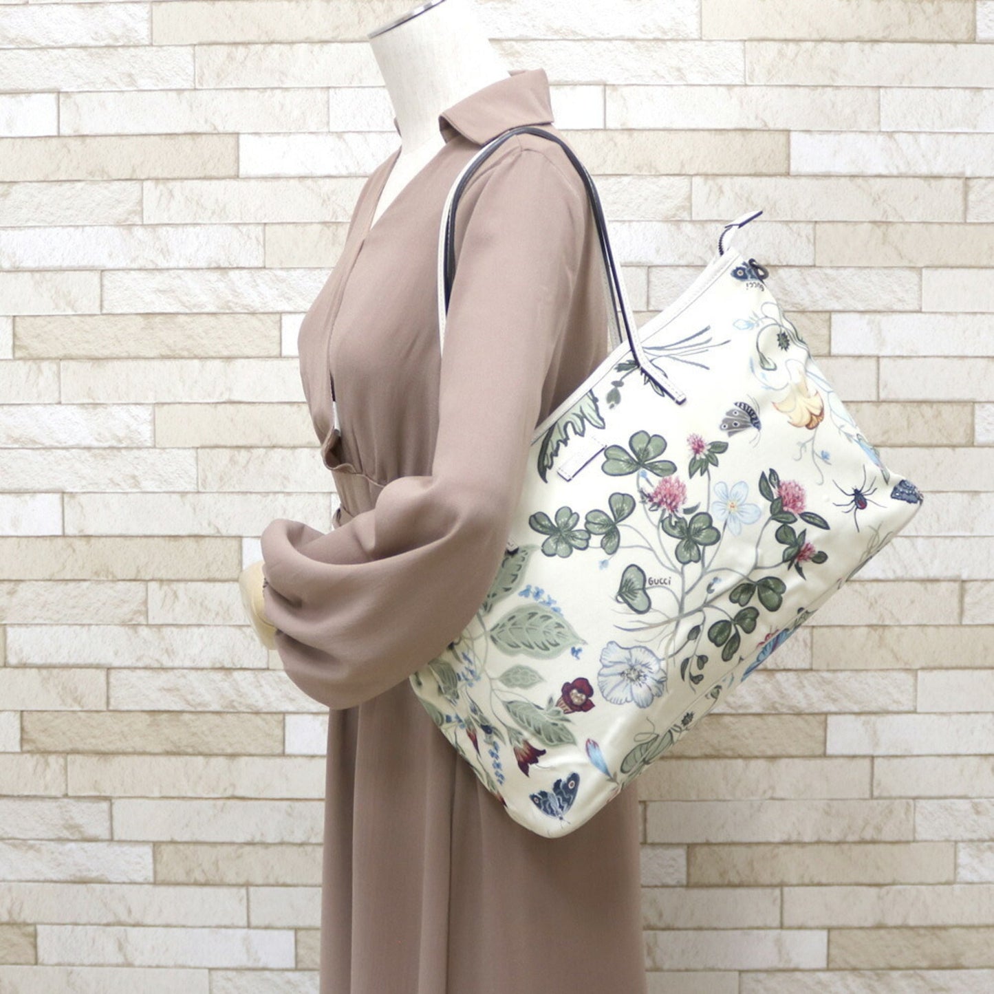 Gucci Nylon Shoulder Bag Flora GG Yellow Women's