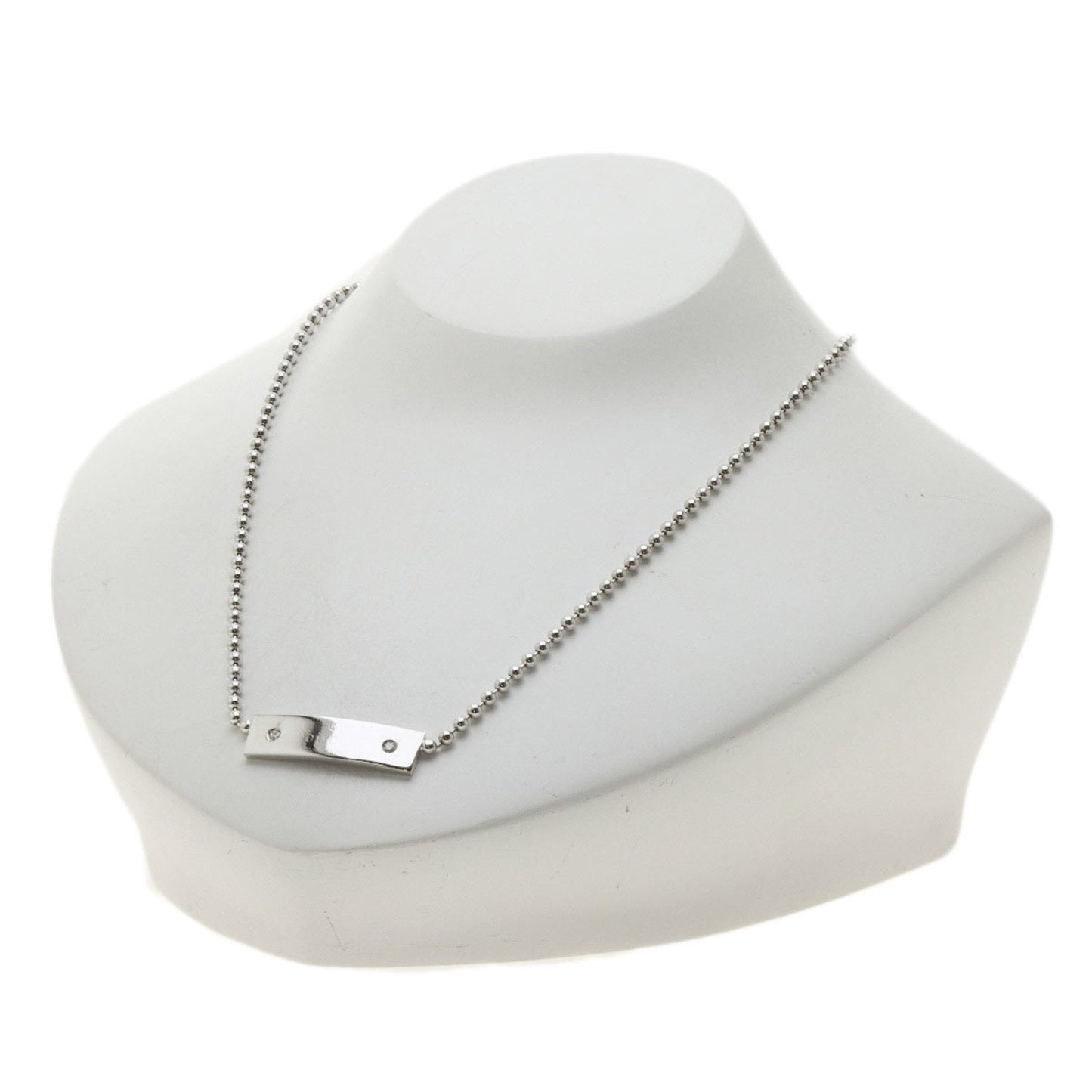 Gucci Plate 2P Diamond Necklace K18 White Gold Ladies GUCCI