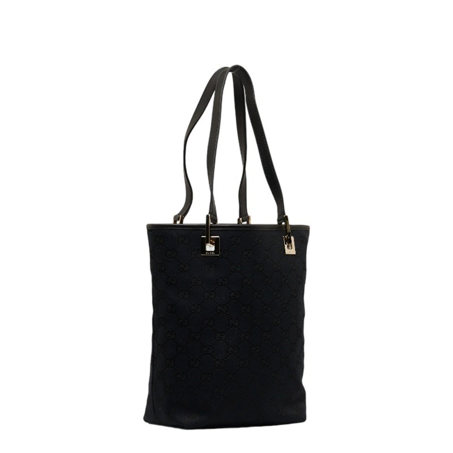 GUCCI GG canvas handbag tote bag 002 1099 black leather ladies