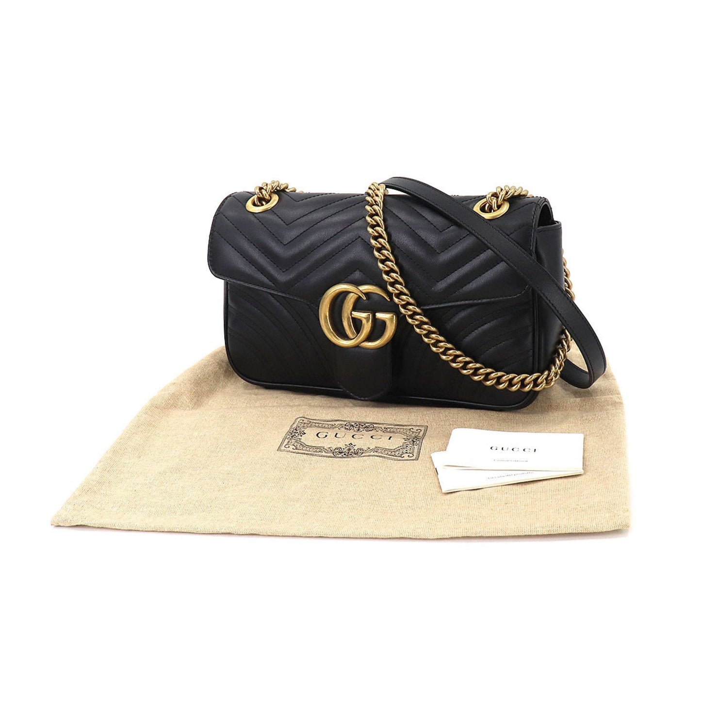 Gucci GG Marmont Quilted Small Shoulder Bag Leather Black 443497