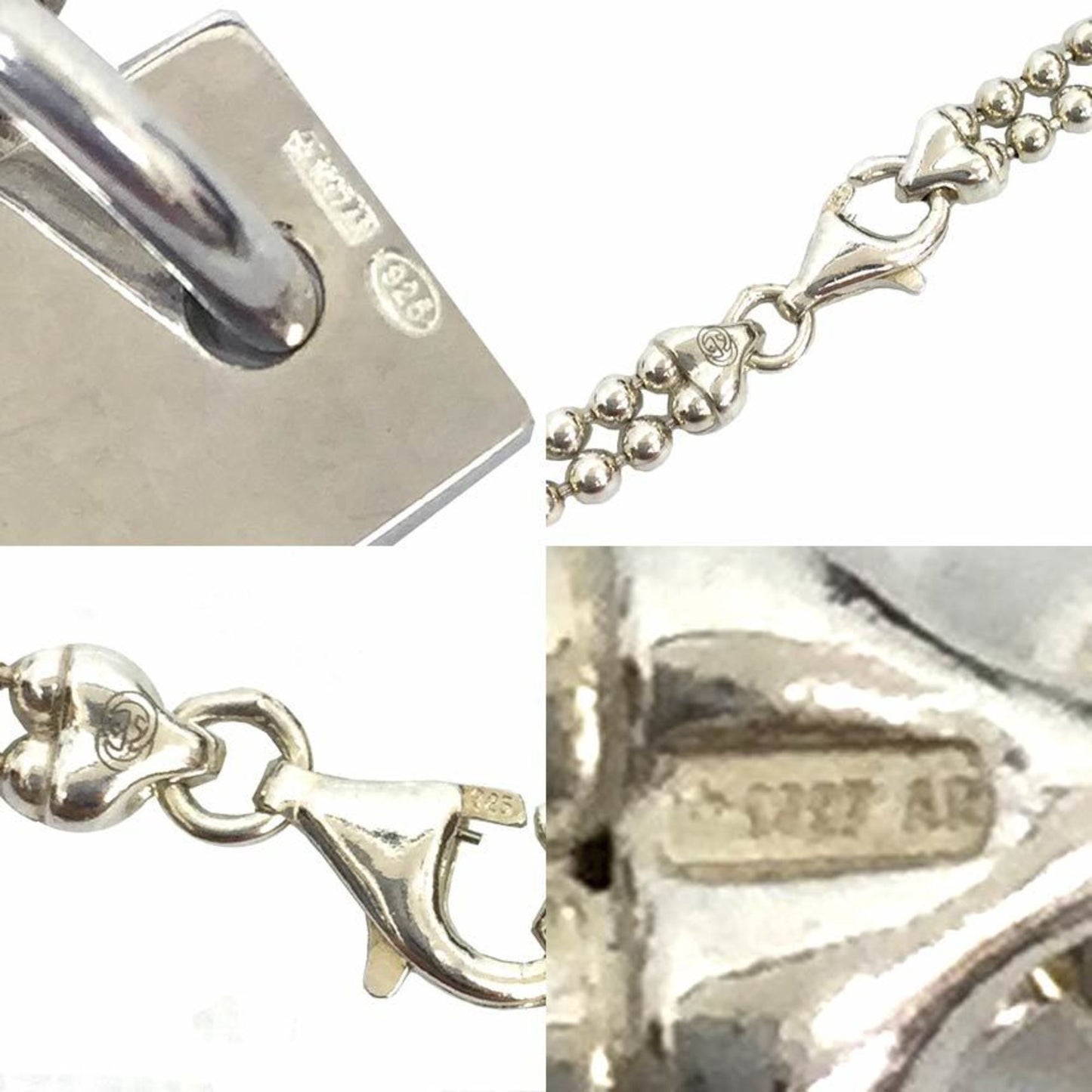 Gucci Necklace W Ball Chain Plate Silver 925