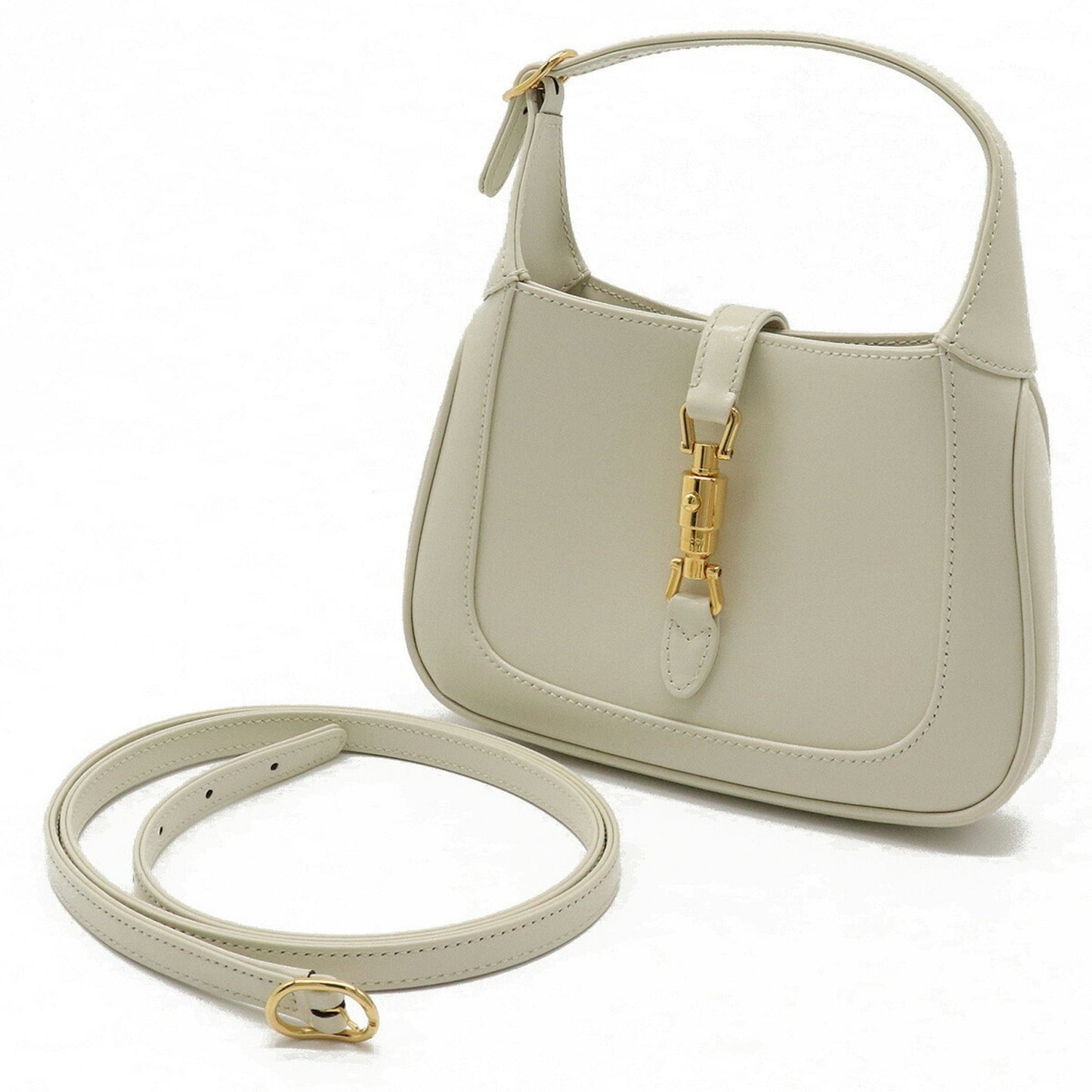 Gucci Jackie 1961 mini hobo handbag shoulder bag leather ivory white 637091