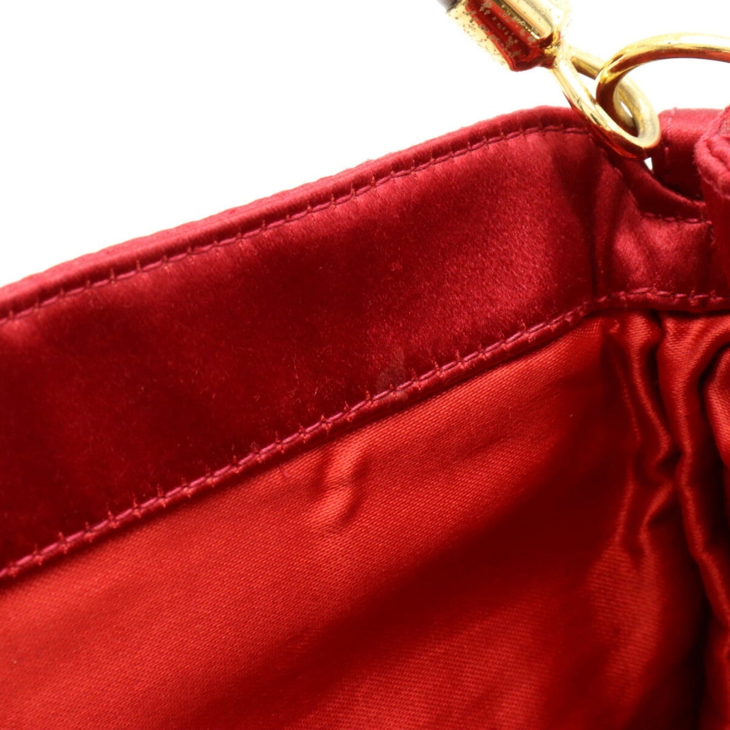 GUCCI Bamboo Handbag Shoulder Bag Satin Red 005.781.0315
