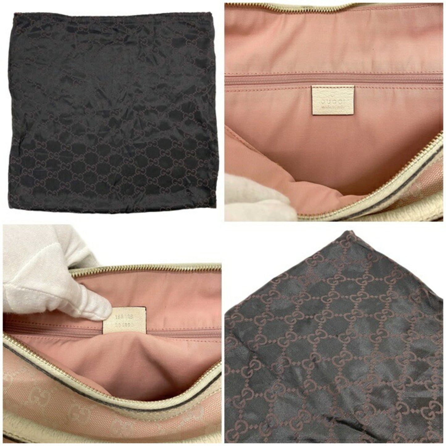 Gucci Bag Pink White Abbey 153025 Canvas Leather GUCCI Ladies GG