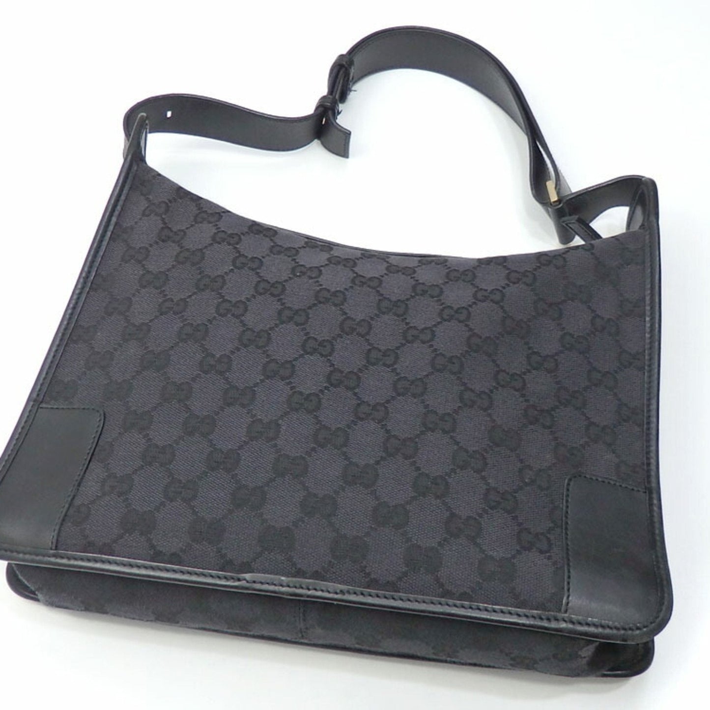 Gucci shoulder bag ladies black GG canvas leather 001 4205 001998