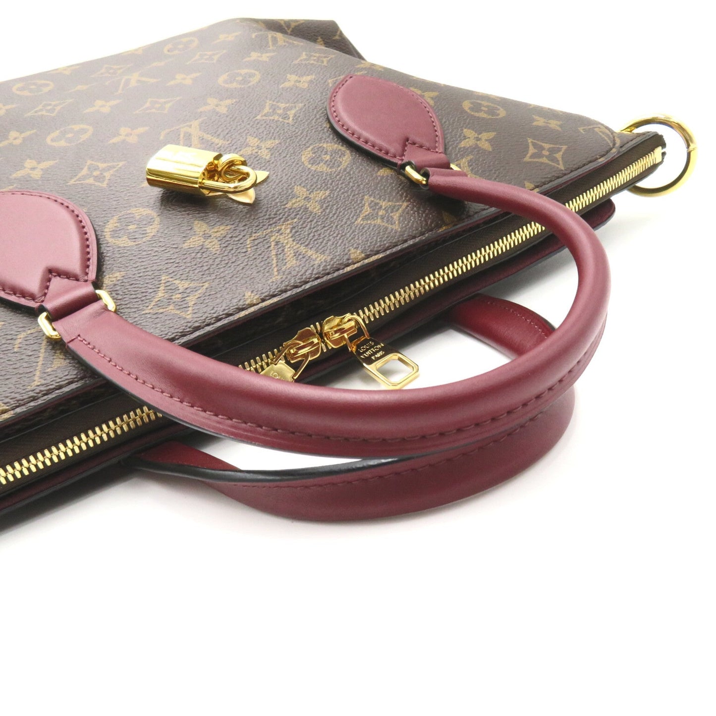 LOUIS VUITTON Flower zip tote MM Brown Red Bordeaux Monogram PVC coated canvas leather M44348