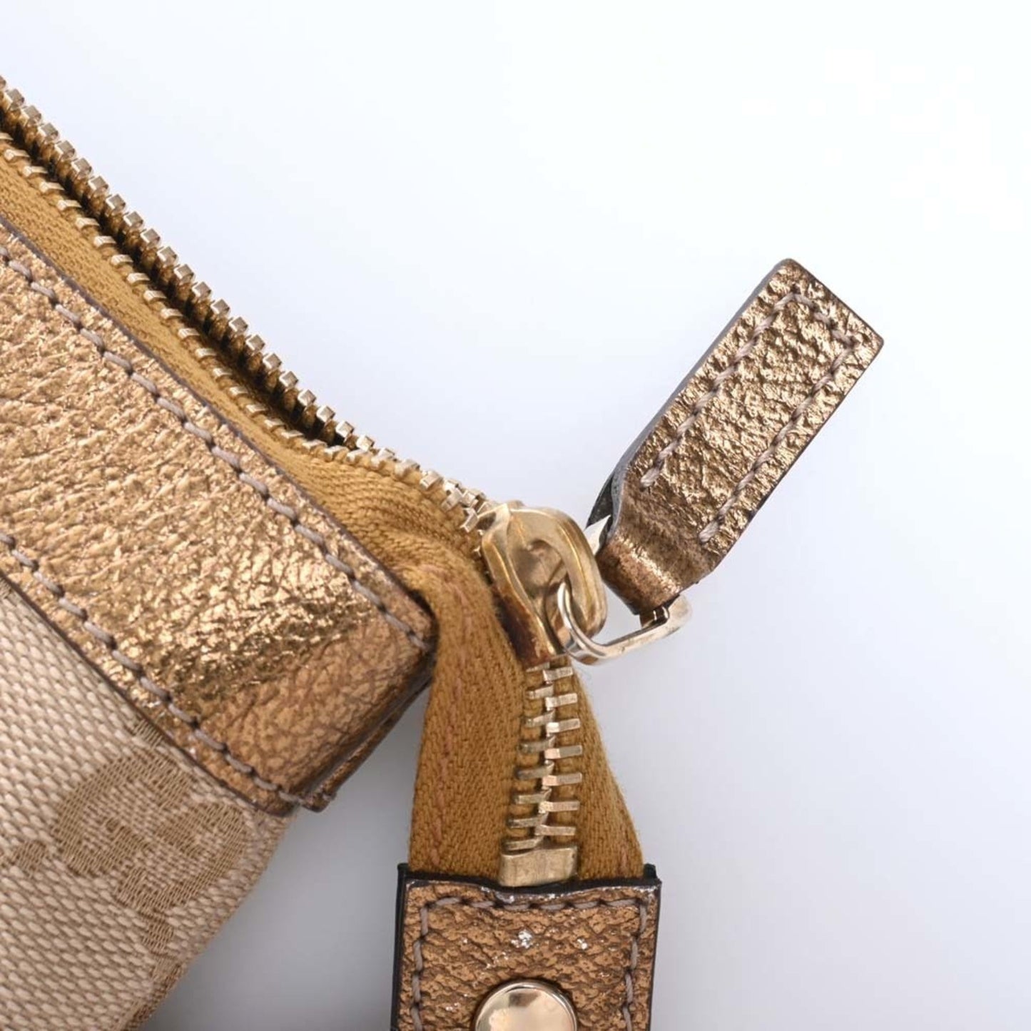 Gucci GG Canvas Leather Tote Bag 141470 Beige/Gold Women's