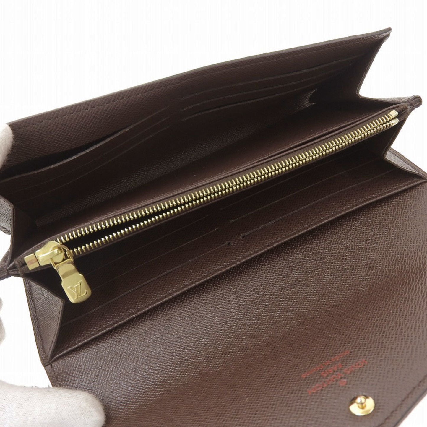 Louis Vuitton Damier Portefeuille Sarah long wallet with hook Ebene N63209