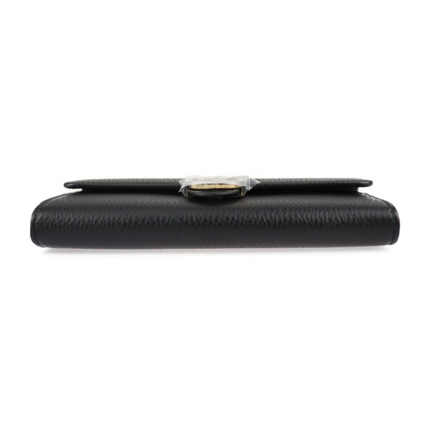 GUCCI Interlocking G Bifold Wallet 615524 Leather Black Gold Hardware Long