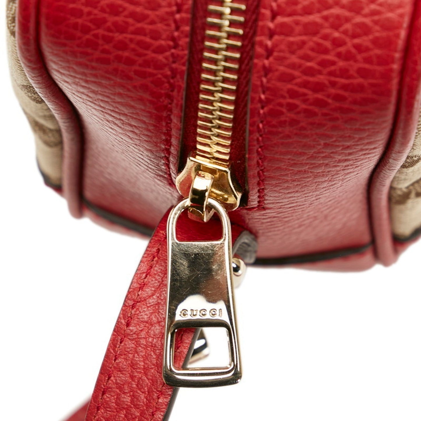 Gucci GG Canvas Shoulder Bag 449413 Brown Red Leather Ladies Gucci