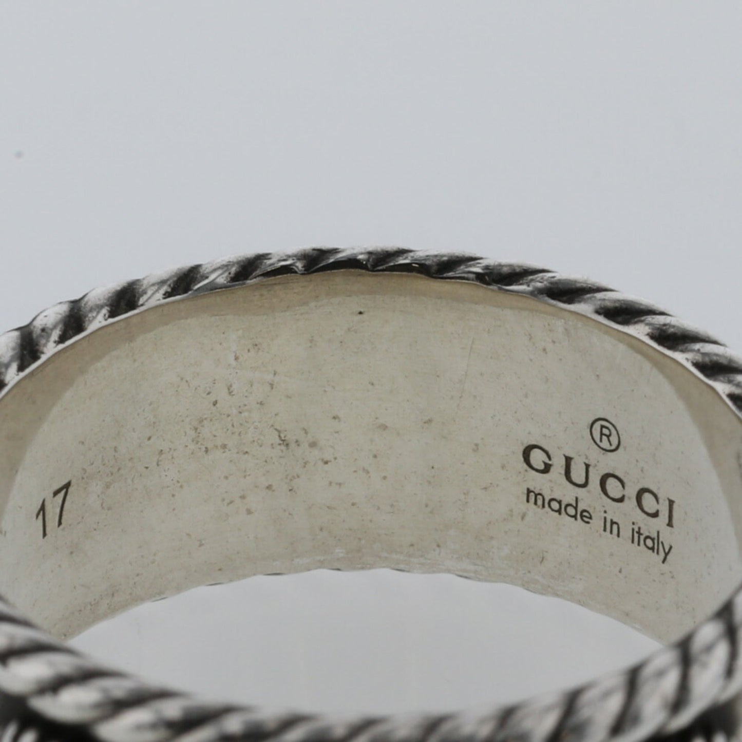 Gucci Ring Double G Width about 9mm 627729 J8400 0701 Silver 925 No. 17 Men's GUCCI