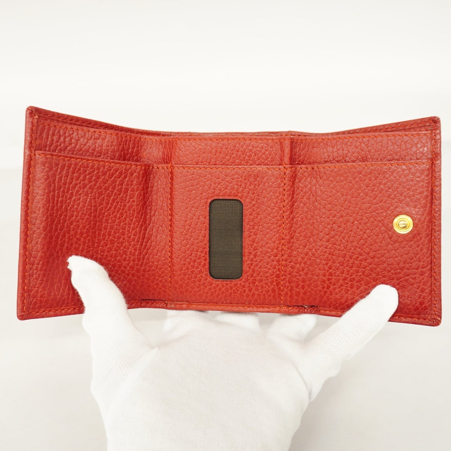 GUCCIAuth  Tri-fold Wallet GG Marmont Gold Metal 474746 Women's Leather Wallet