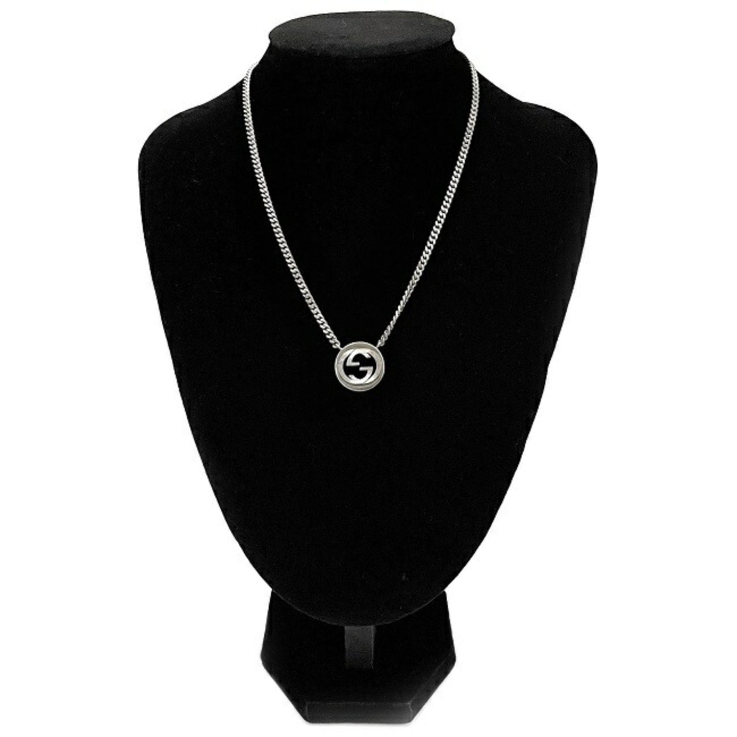 Gucci Necklace Silver Interlocking 246490 J8400 8106 GG Ag 925 GUCCI Engraved Jewelry Men's Women's Unisex Pendant