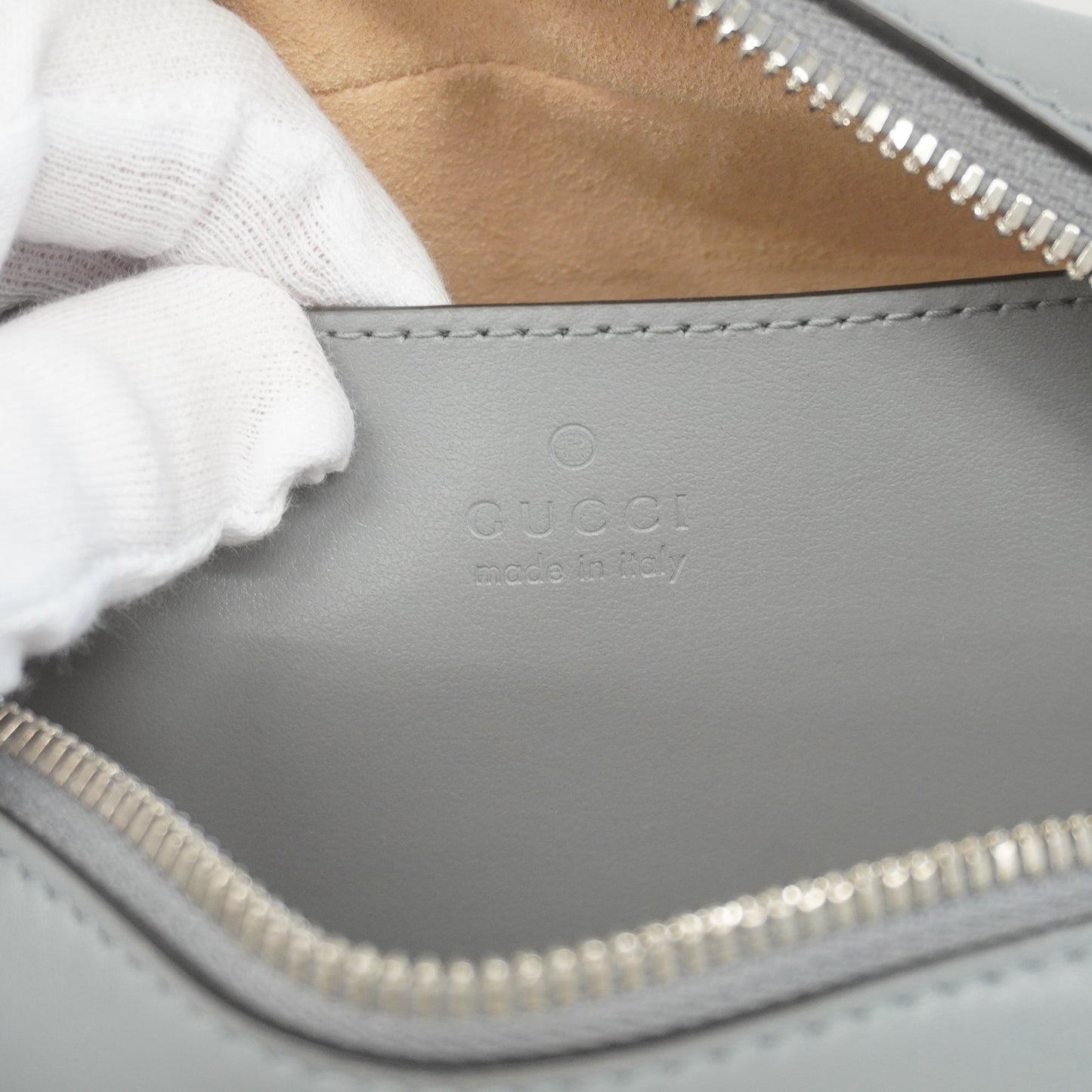 Gucci Shoulder Bag GG Marmont 447632 Leather Gray Silver metal