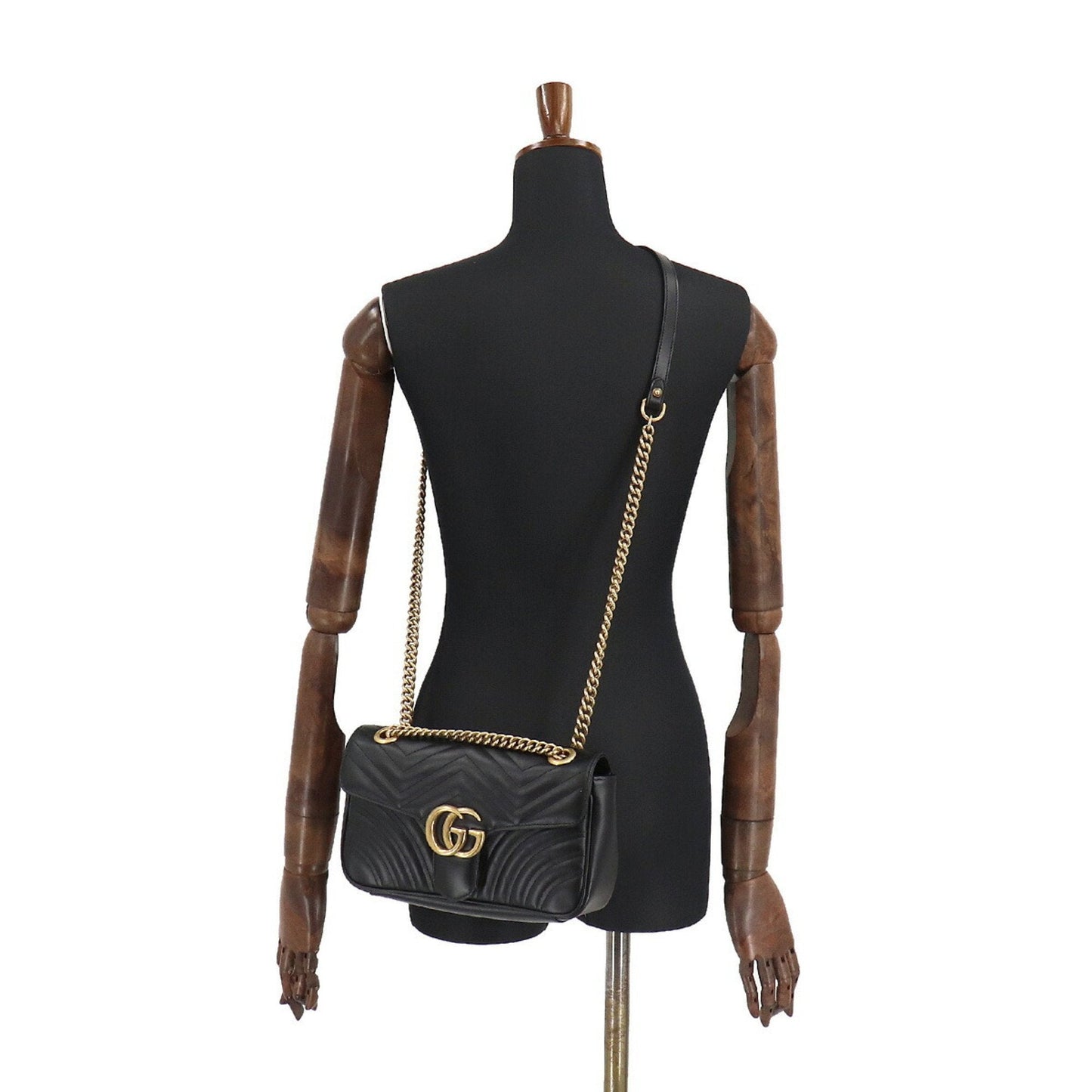 Gucci GG Marmont Quilted Small Shoulder Bag Leather Black 443497