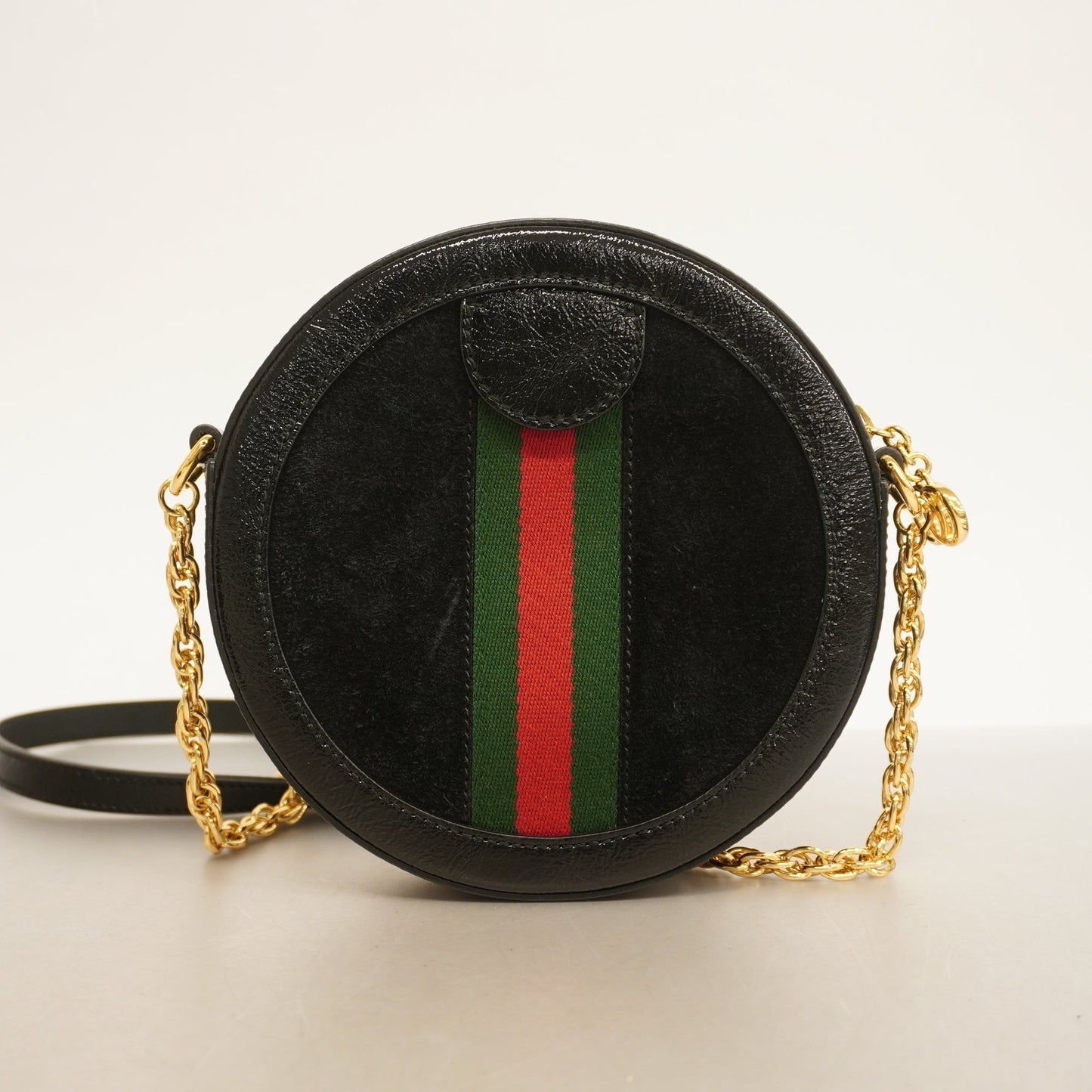 Gucci shoulder bag sherry 550618 suede black gold metal