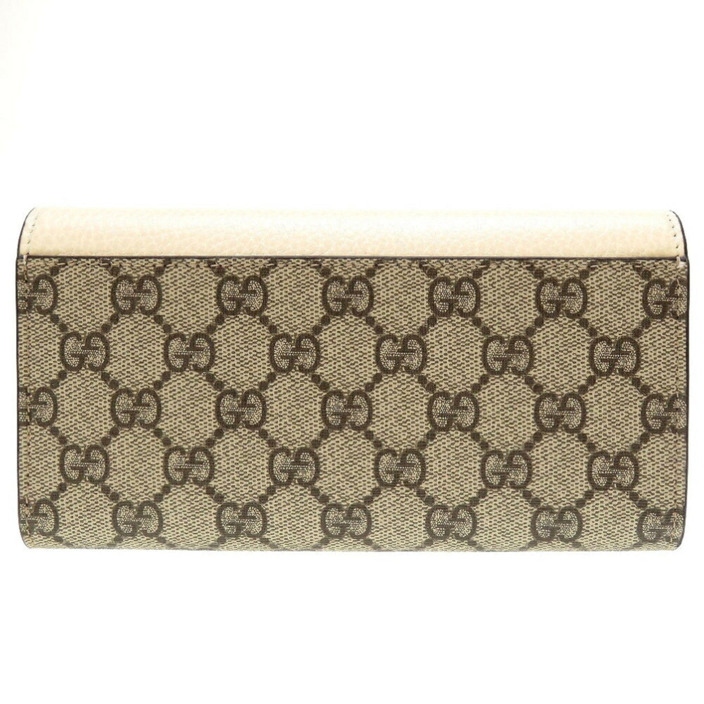 GUCCI GG Marmont 456116 Continental Supreme Leather Beige White Bifold Long Wallet