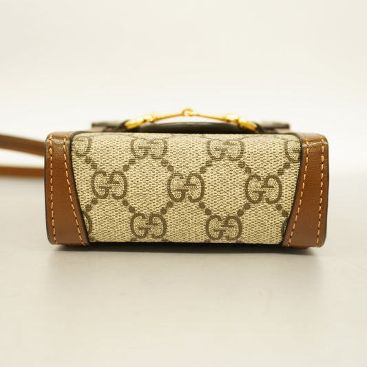 GUCCIAuth  Horsebit 625615 Women's GG Supreme Shoulder Bag Beige,Brown
